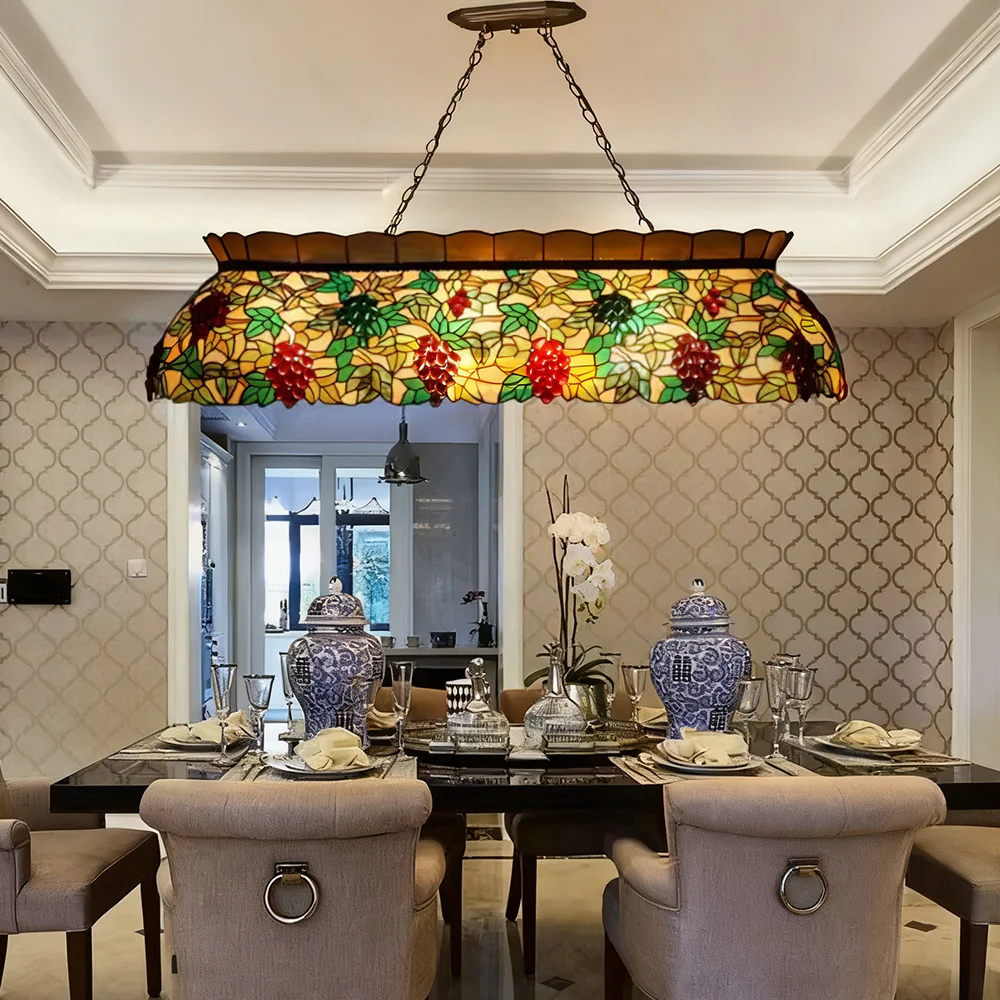 ARIX Billiard Table Light - Fruit Design Stained Glass, Handmade Craft, Durable Iron Fittings, E27 Socket, Vintage Pool Table Lighting - Image 2