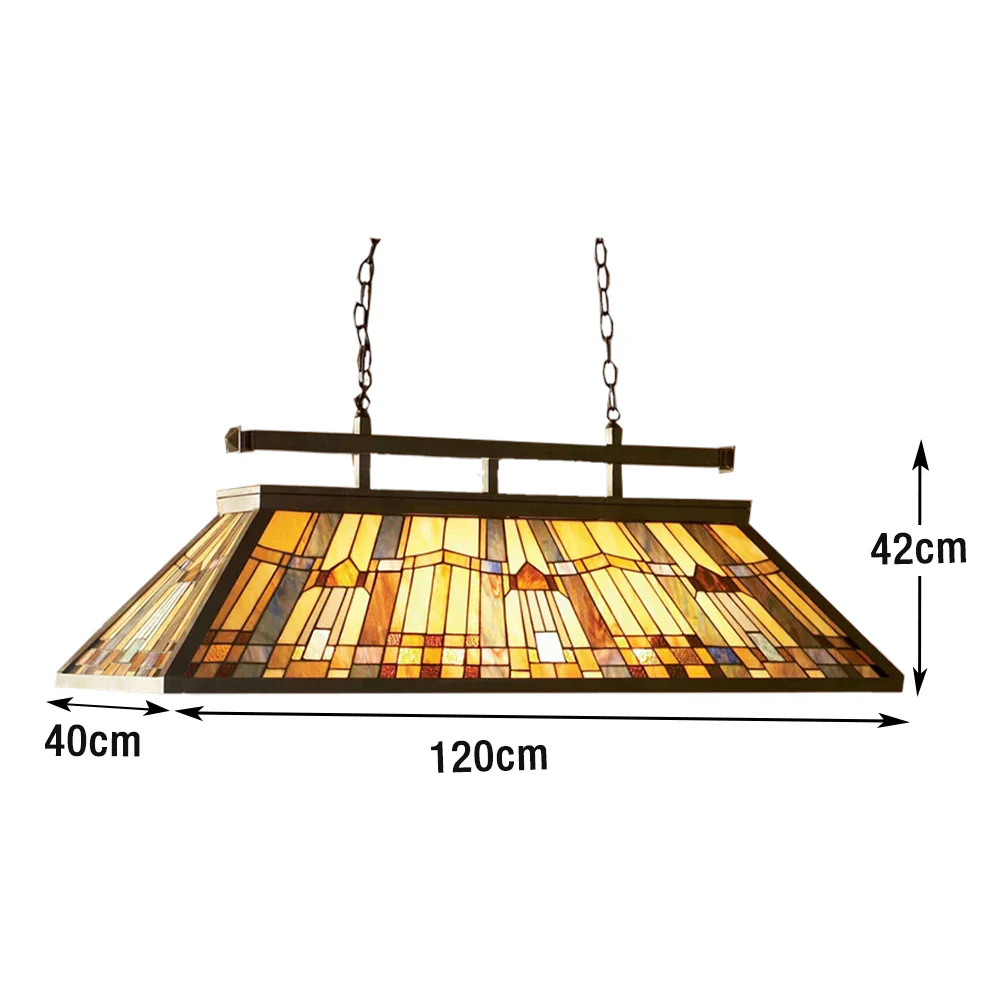 ARIX American Long Pendant Billiard Light - Stained Glass Shade, Handmade Craft, Durable Iron Fittings, E27 Socket, Vintage Pool Table Lighting - Image 6