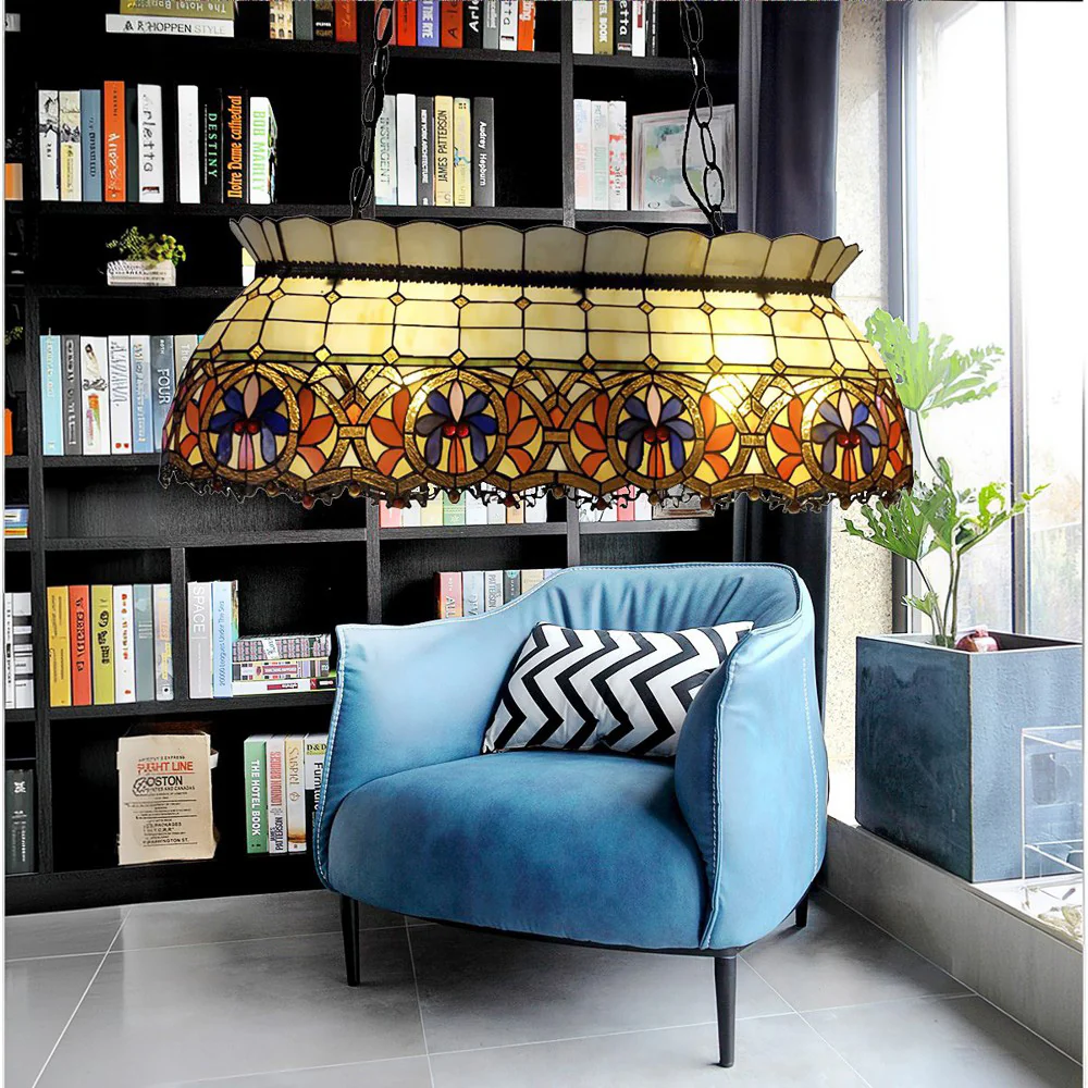 ARIX Billiard Pendant Light - Glass Shade, Handmade Craft, Durable Iron Fittings, E27 Socket, Stylish Pool Table Lighting - Yellow - Image 2