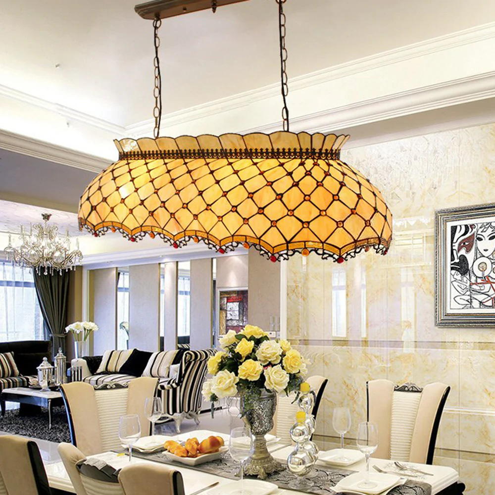 ARIX Billiard Pendant Light - Glass Shade, Bright Lighting, Durable Iron Fittings, E27 Socket, Stylish Pool Table Lighting - Yellow - Image 2