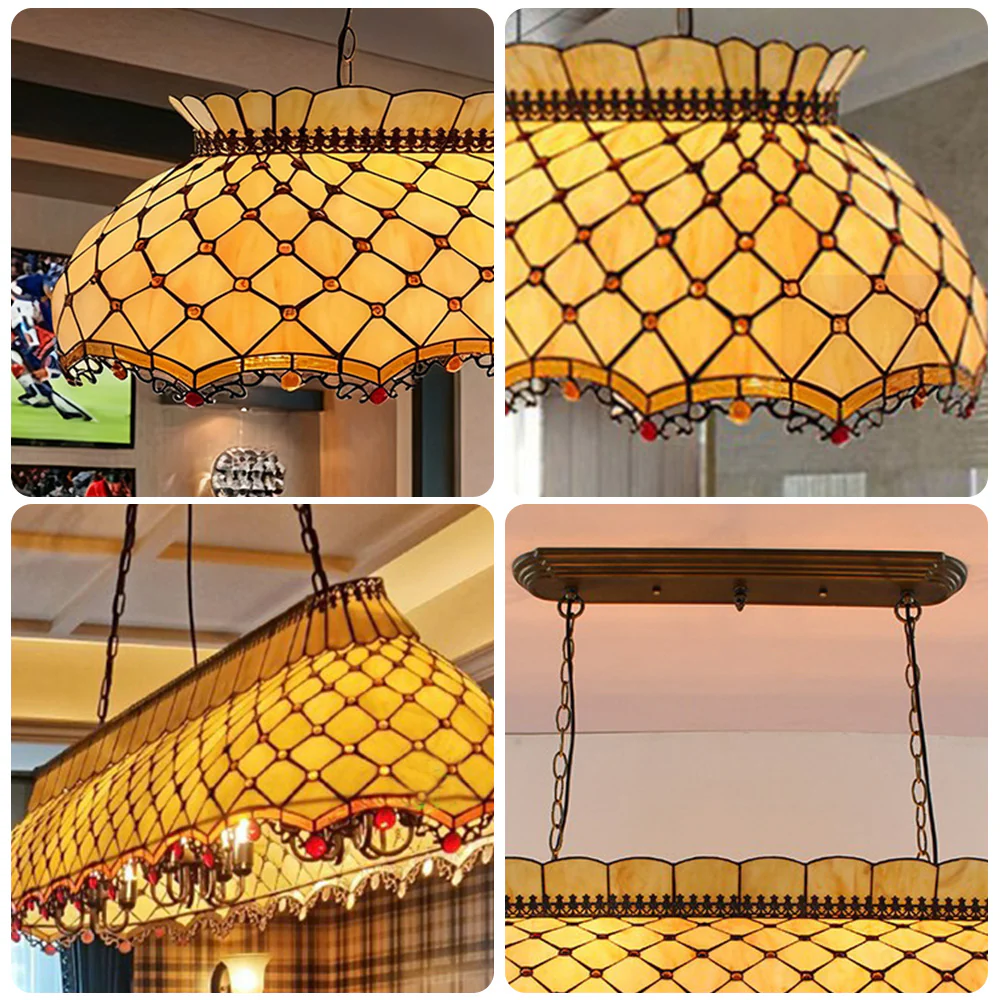 ARIX Billiard Pendant Light - Glass Shade, Bright Lighting, Durable Iron Fittings, E27 Socket, Stylish Pool Table Lighting - Yellow - Image 3