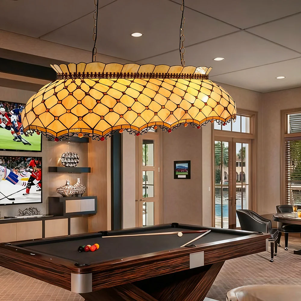 ARIX Billiard Pendant Light - Glass Shade, Bright Lighting, Durable Iron Fittings, E27 Socket, Stylish Pool Table Lighting - Yellow - Image 4
