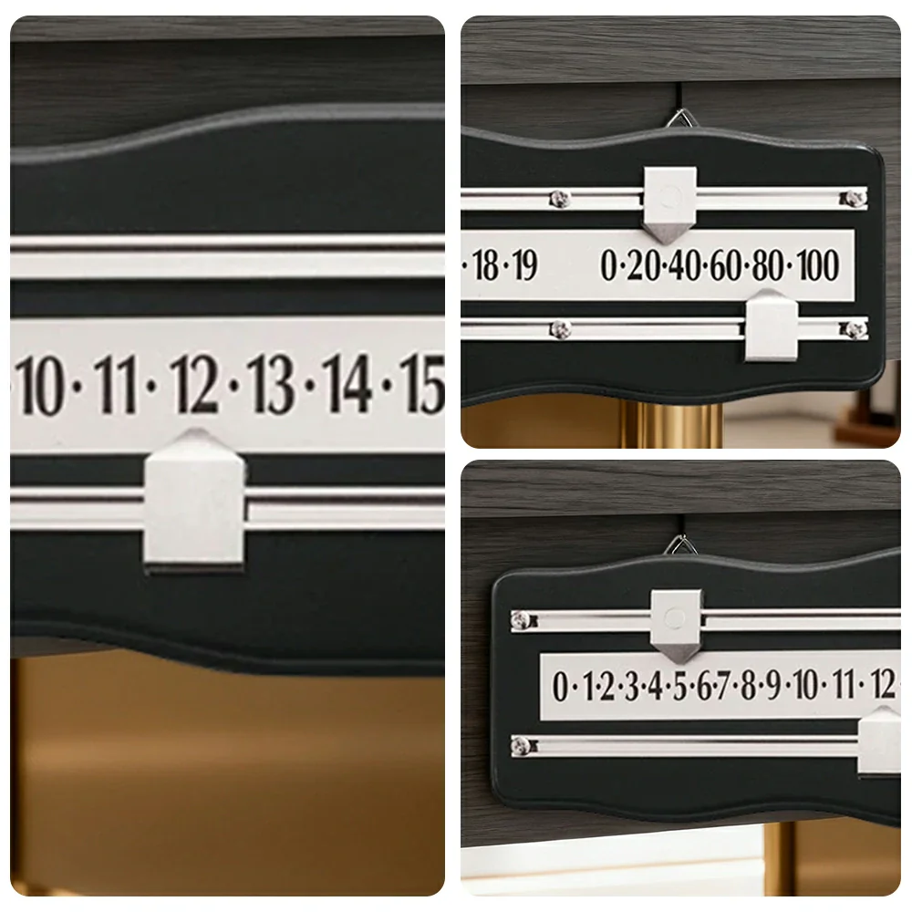 ARIX Snooker Scoreboard, Solid Mahogany Wood with Brass Sliding Scorers - Wall-Mounted 2-Player Manual Scoreboard - Black & Chrome - Image 3