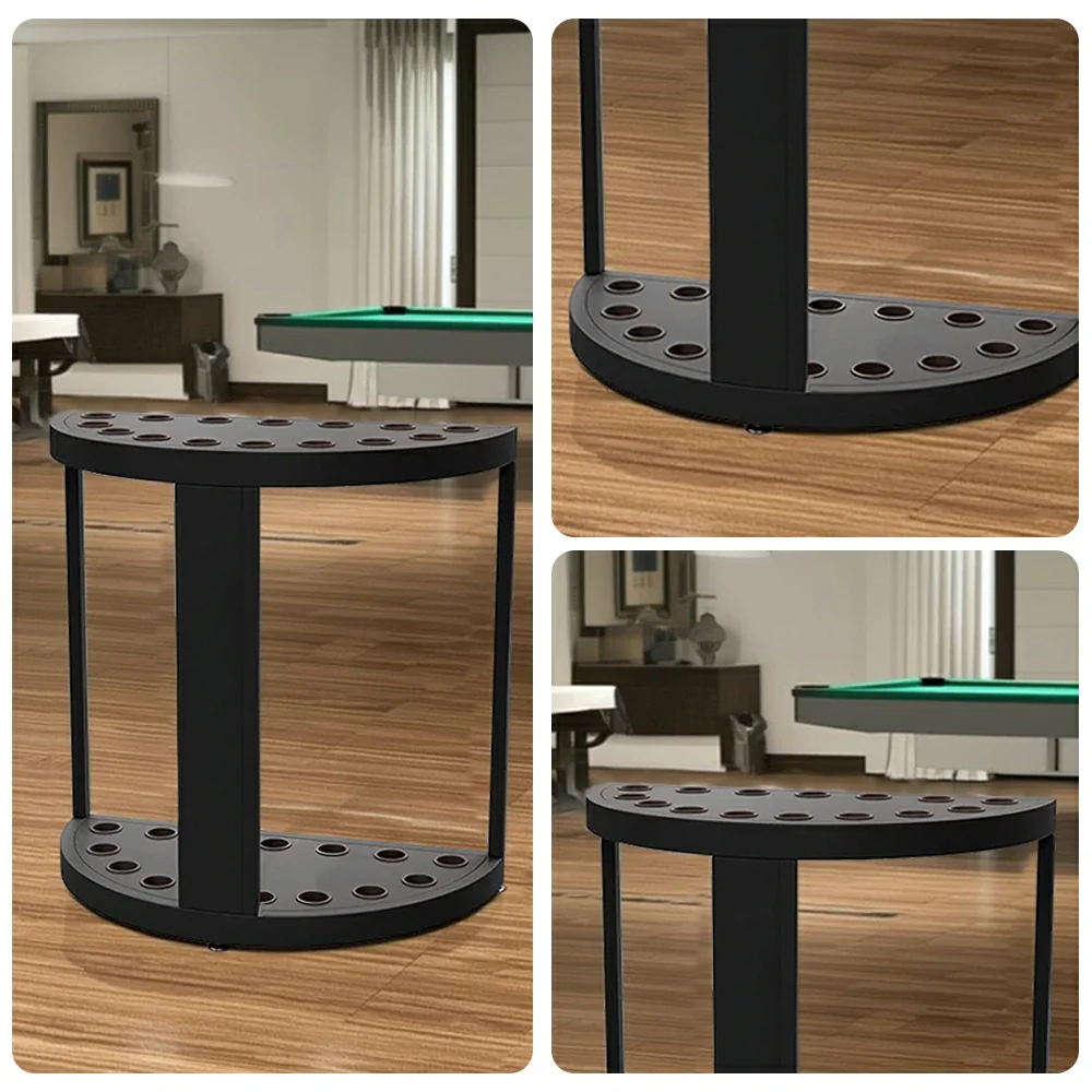 ARIX 15-Hole Cue Rack Space-Saving High-Capacity Iron Frame Rust-Resistant Baked Finish Multi-Slot Design with Soft Rubber Inserts - Black - Image 3