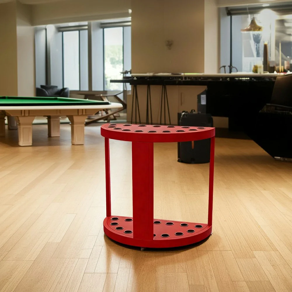 ARIX 15-Hole Cue Rack Space-Saving High-Capacity Iron Frame Rust-Resistant Baked Finish Multi-Slot Design with Soft Rubber Inserts - Red - Image 2