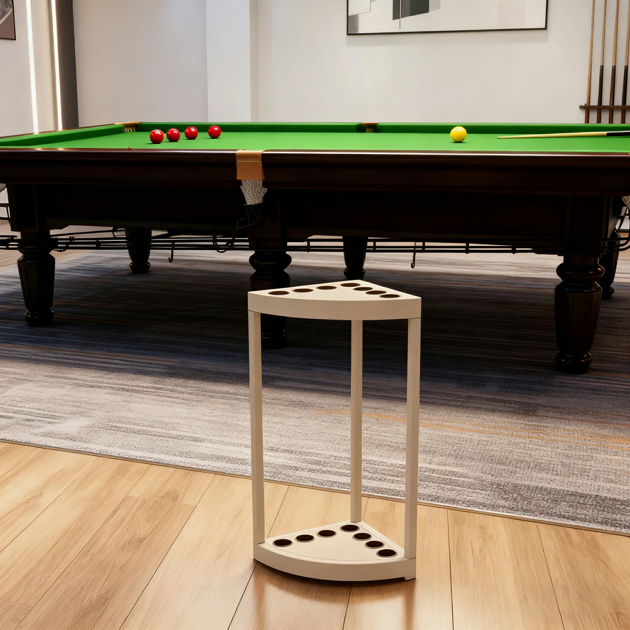 ARIX 7-Hole Cue Rack Space-Saving High-Capacity Iron Frame Rust-Resistant Baked Finish Triangle Shape Design with Soft Rubber Inserts - Beige - Image 2
