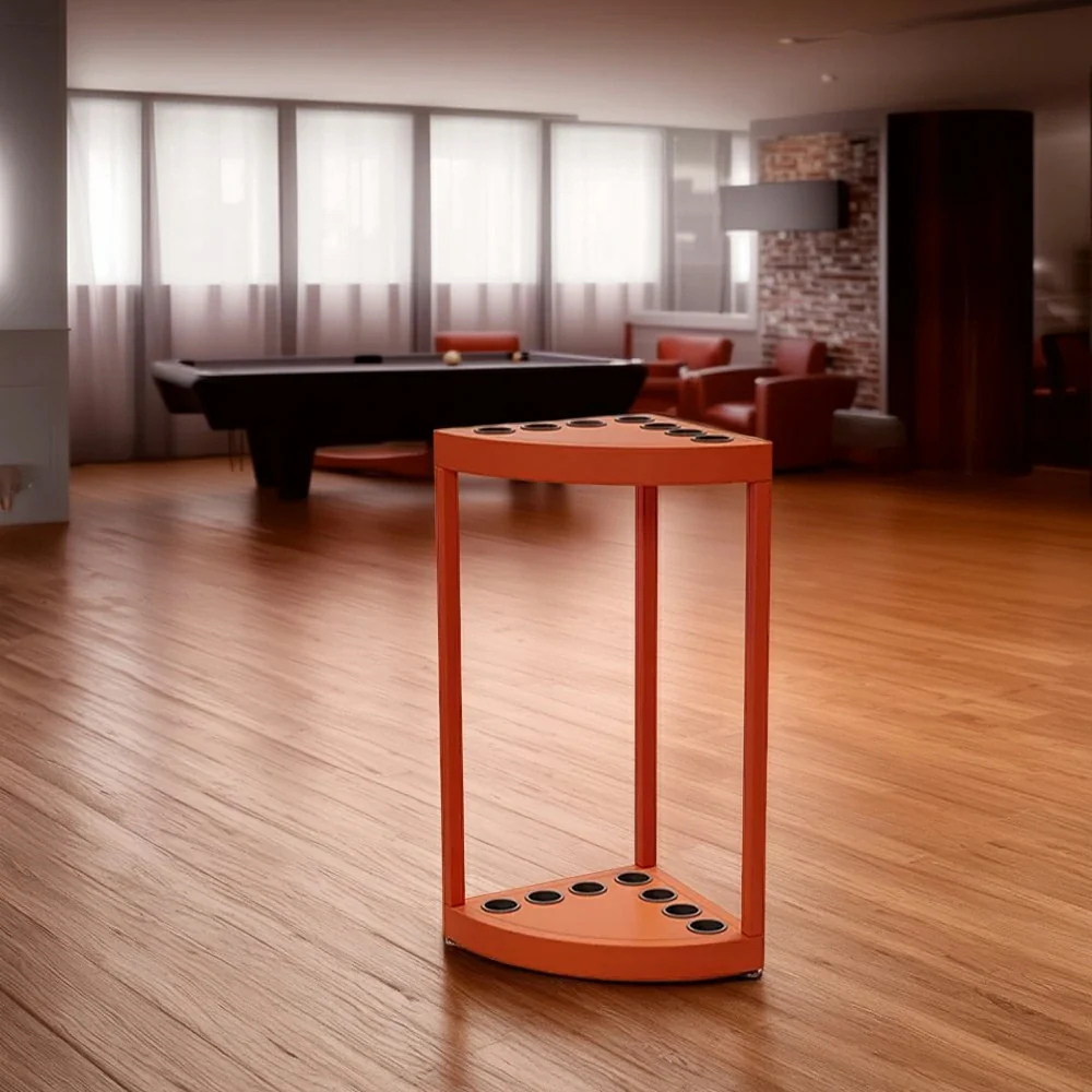 ARIX 7-Hole Cue Rack Space-Saving High-Capacity Iron Frame Rust-Resistant Baked Finish Triangle Shape Design with Soft Rubber Inserts - Orange - Image 4