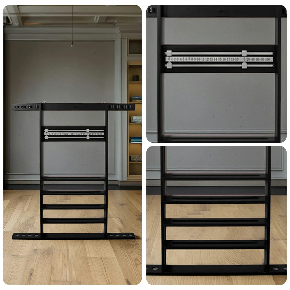 ARIX Wall Cue Rack, 8-Cue Solid Wood Holder with Built-In Scoreboard & Triangle Hook - Black - Image 3