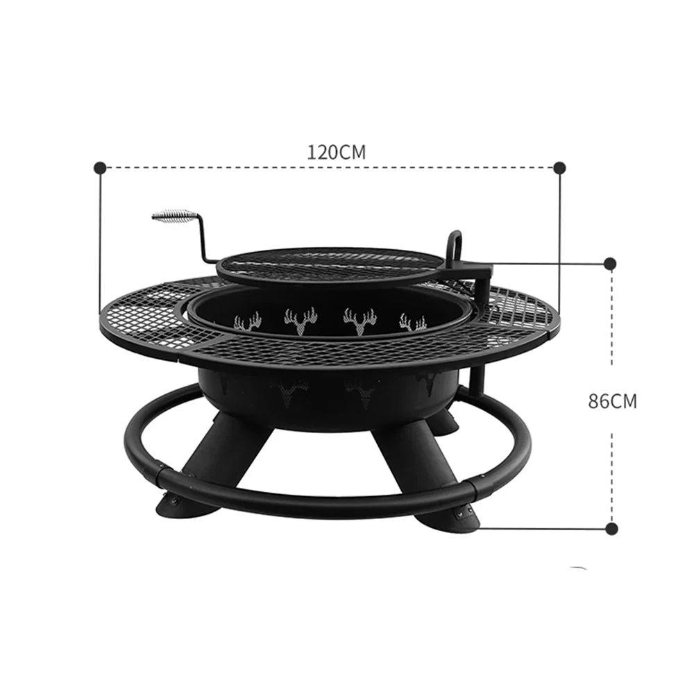 SOLARA Multifunctional Outdoor Barbecue Grill w/ Cover - Black - Image 3