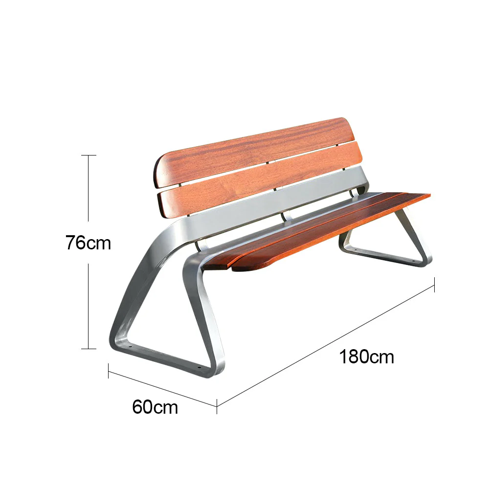 SOLARA Stainless Steel Garden Chair Merbau Wood - Brown&Silver - Image 3