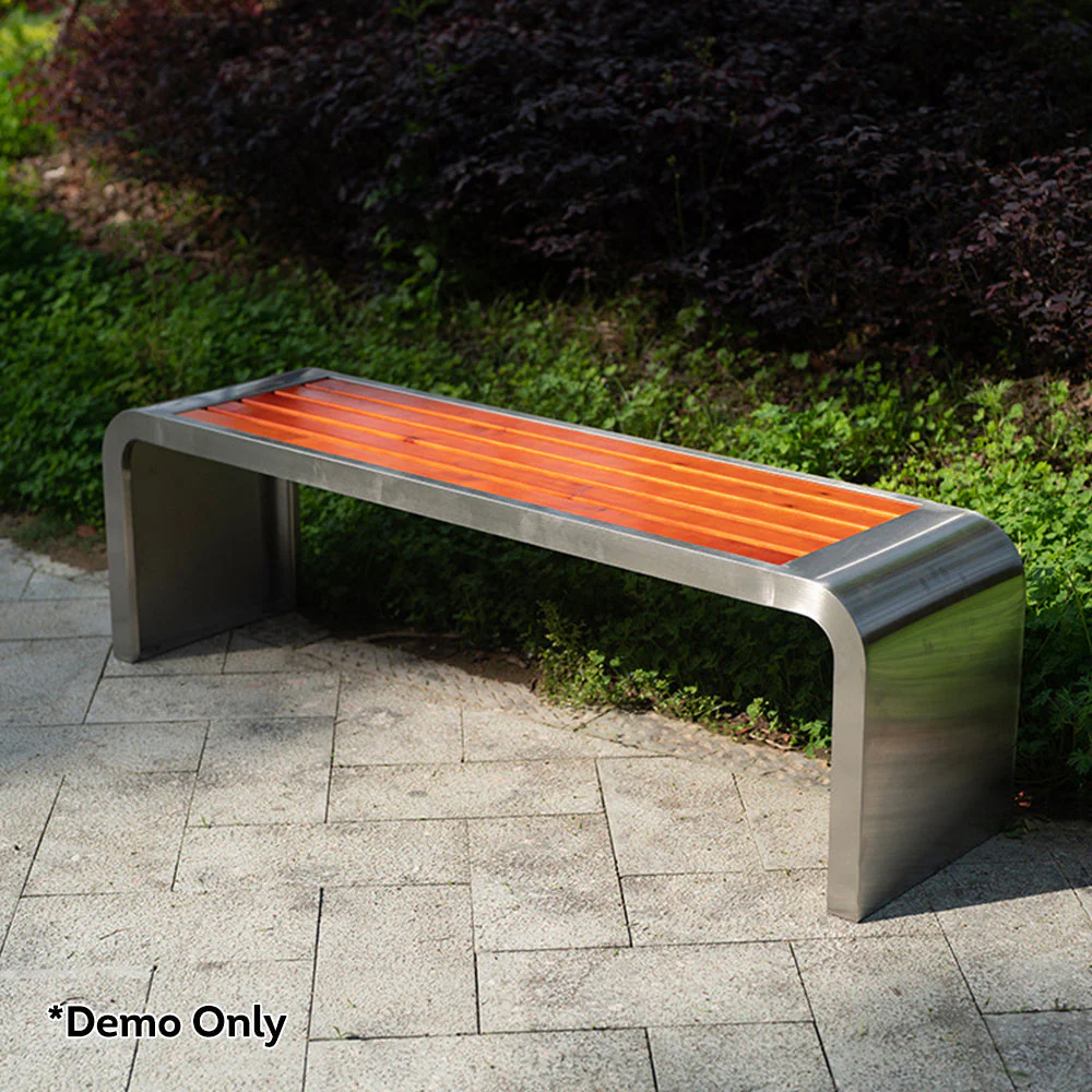 SOLARA Outdoor Stainless Steel Anti-corrosive Wood Bench - Image 3