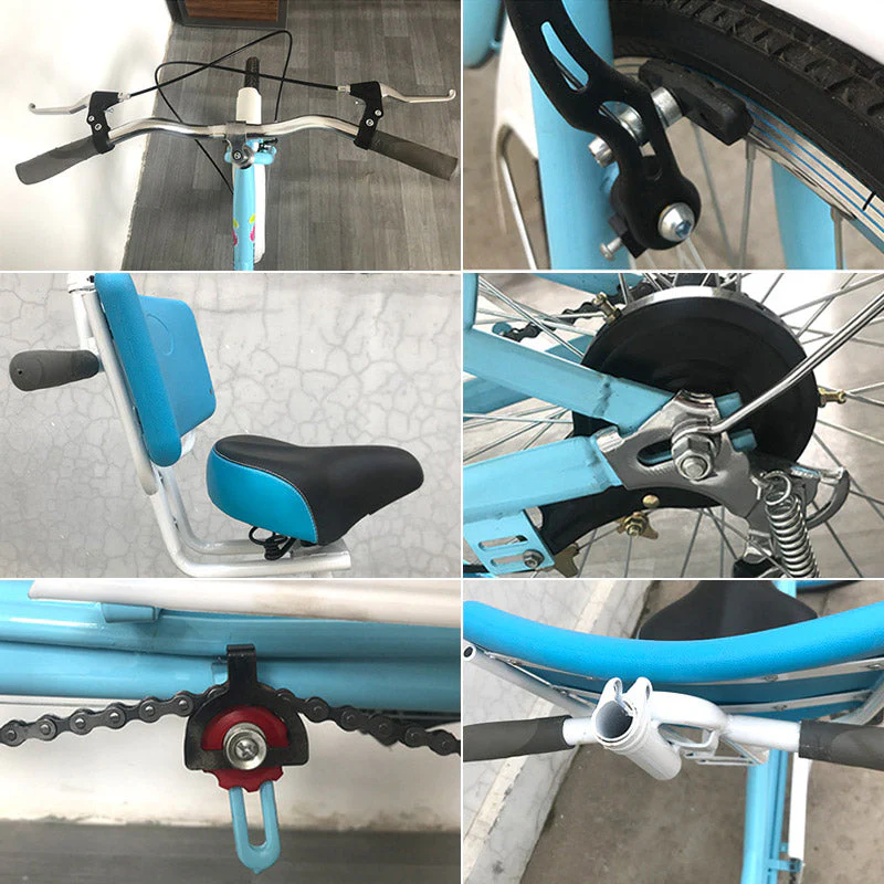 VOLTUS 24 Inch 3-seater Tandem Bicycle Sightseeing Bike - Blue&White - Image 3