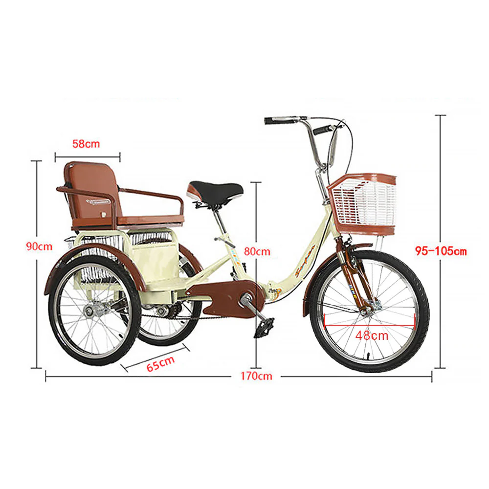 VOLTUS 20 Inches Suspension Fork Foldable 3 Wheels Bike W/ Basket Widened Seat Adult Tricycle - Image 16