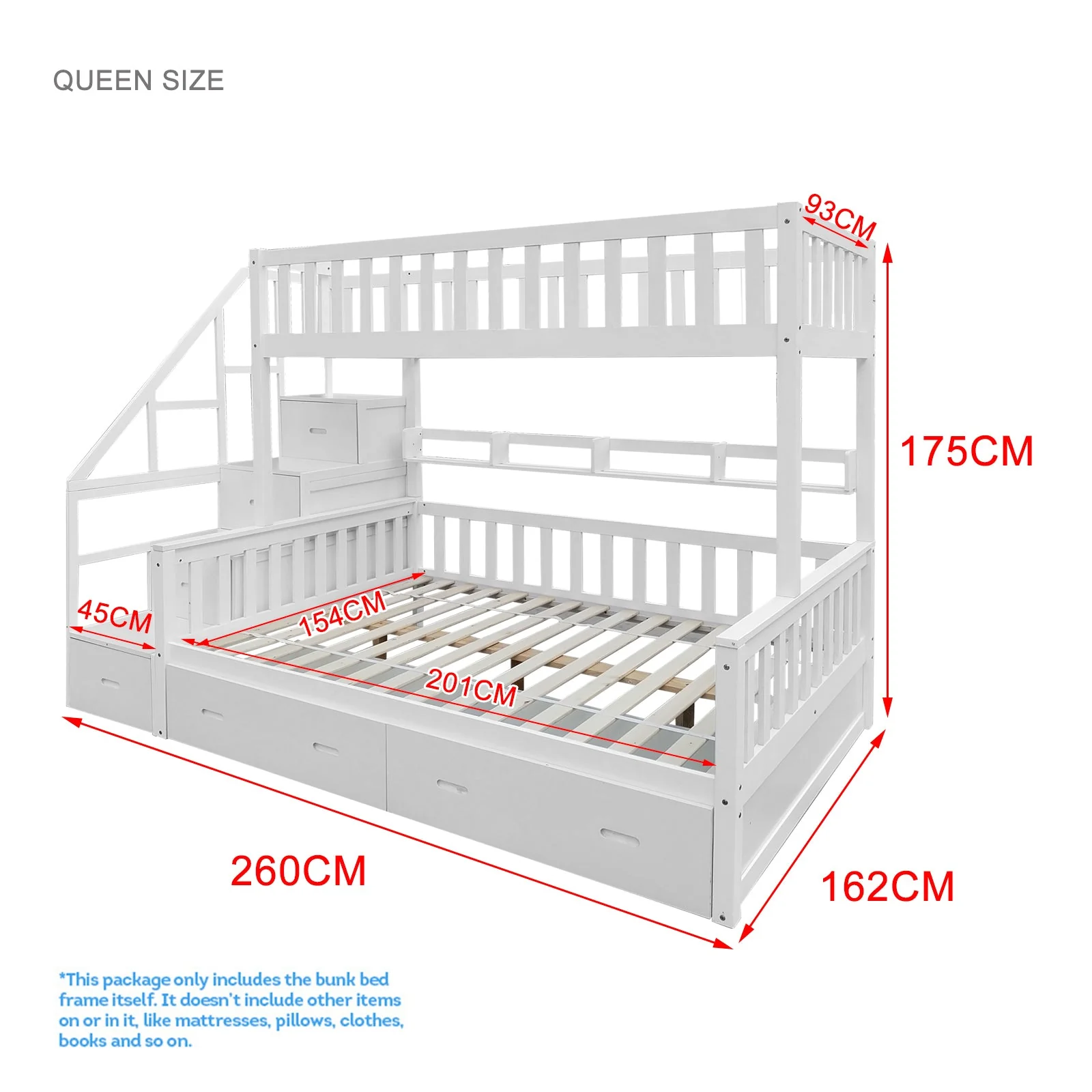 LIVARA ACSF01 Bunk Bed Frame Solid Pine Timber Safety Rails Big Storage - Image 14