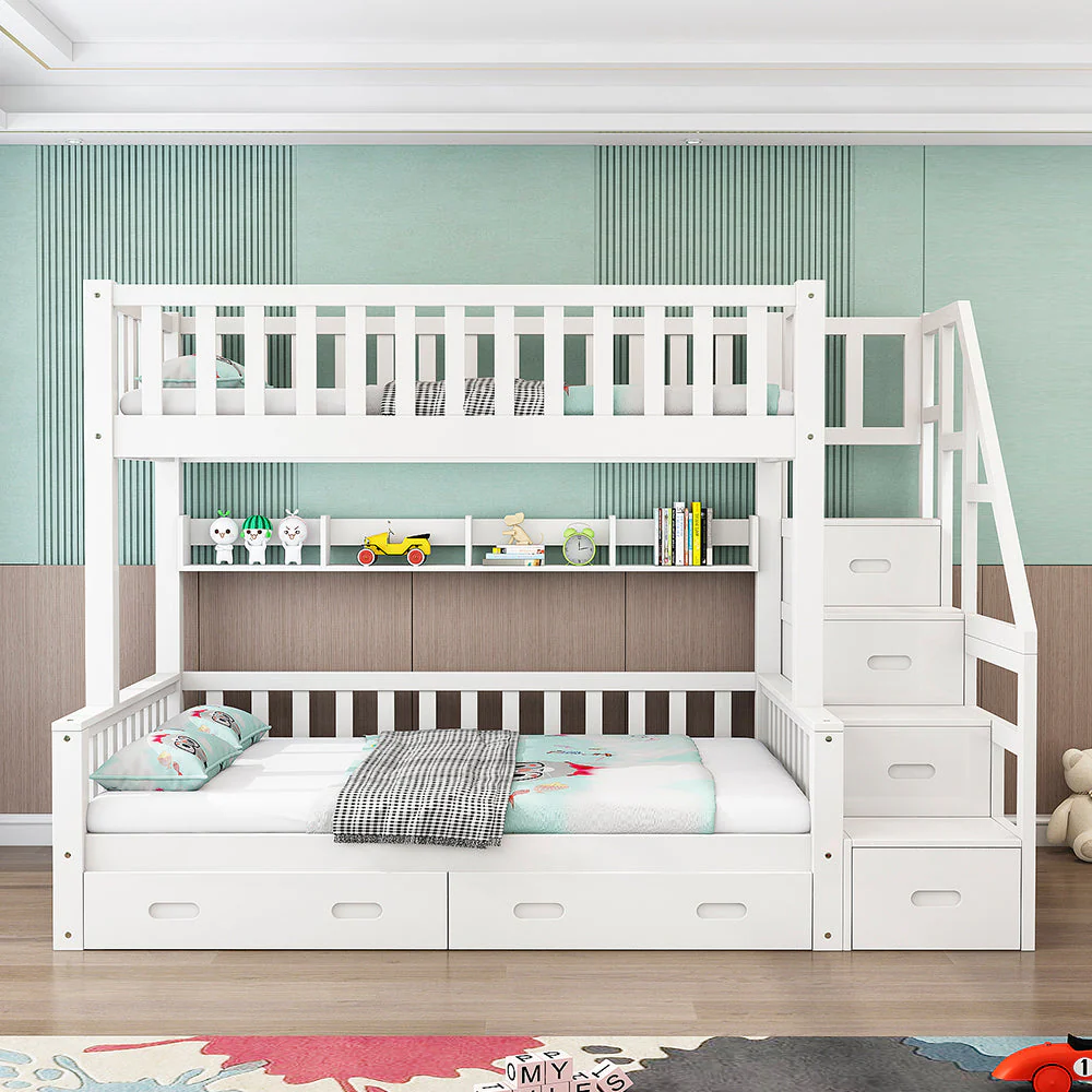 LIVARA ACSF01 Bunk Bed Frame Solid Pine Timber Safety Rails Big Storage - Image 2