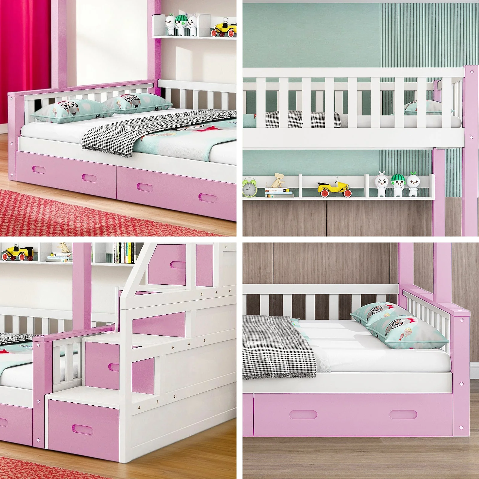 LIVARA ACSF01 Bunk Bed Frame Solid Pine Timber Safety Rails Big Storage - Image 20