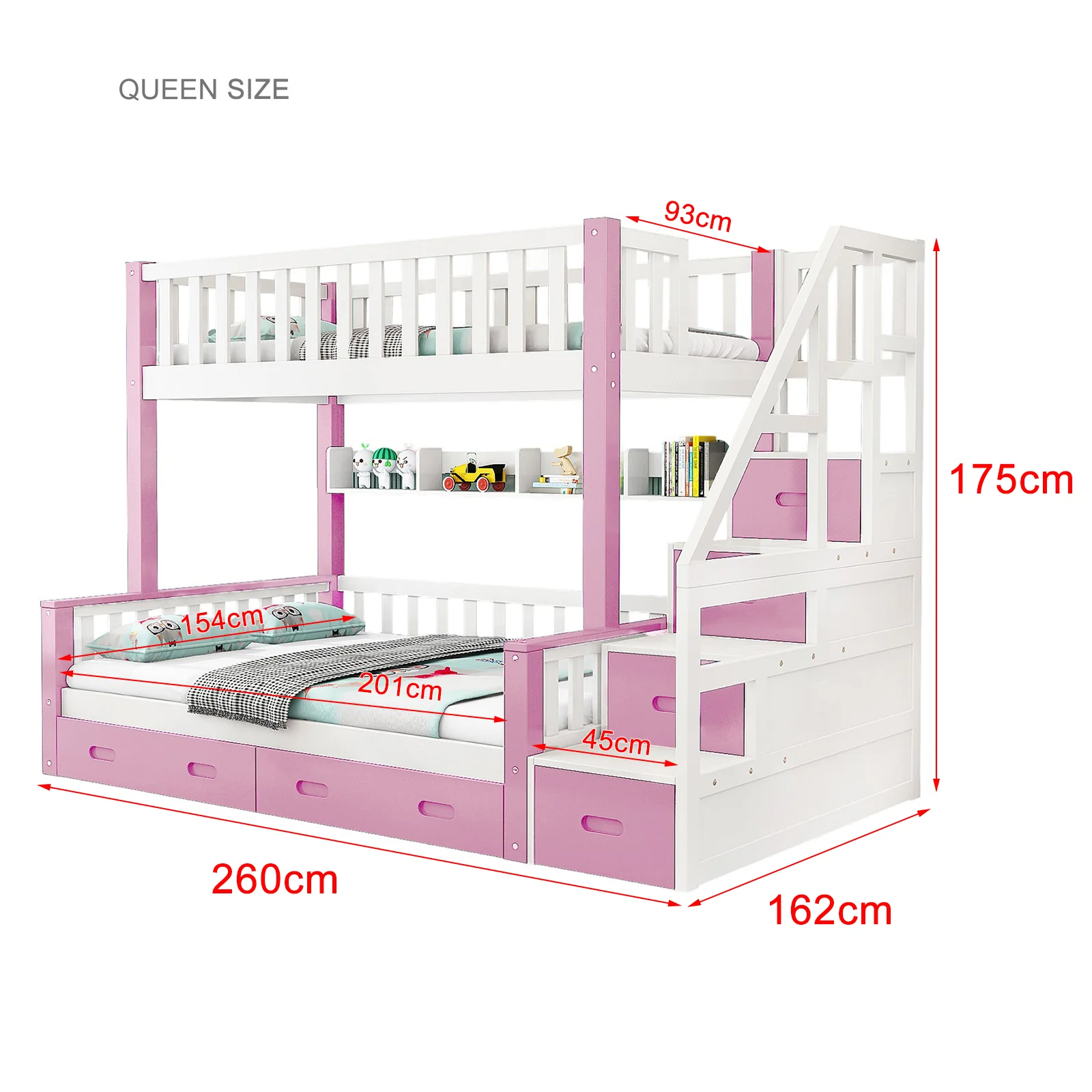 LIVARA ACSF01 Bunk Bed Frame Solid Pine Timber Safety Rails Big Storage - Image 22