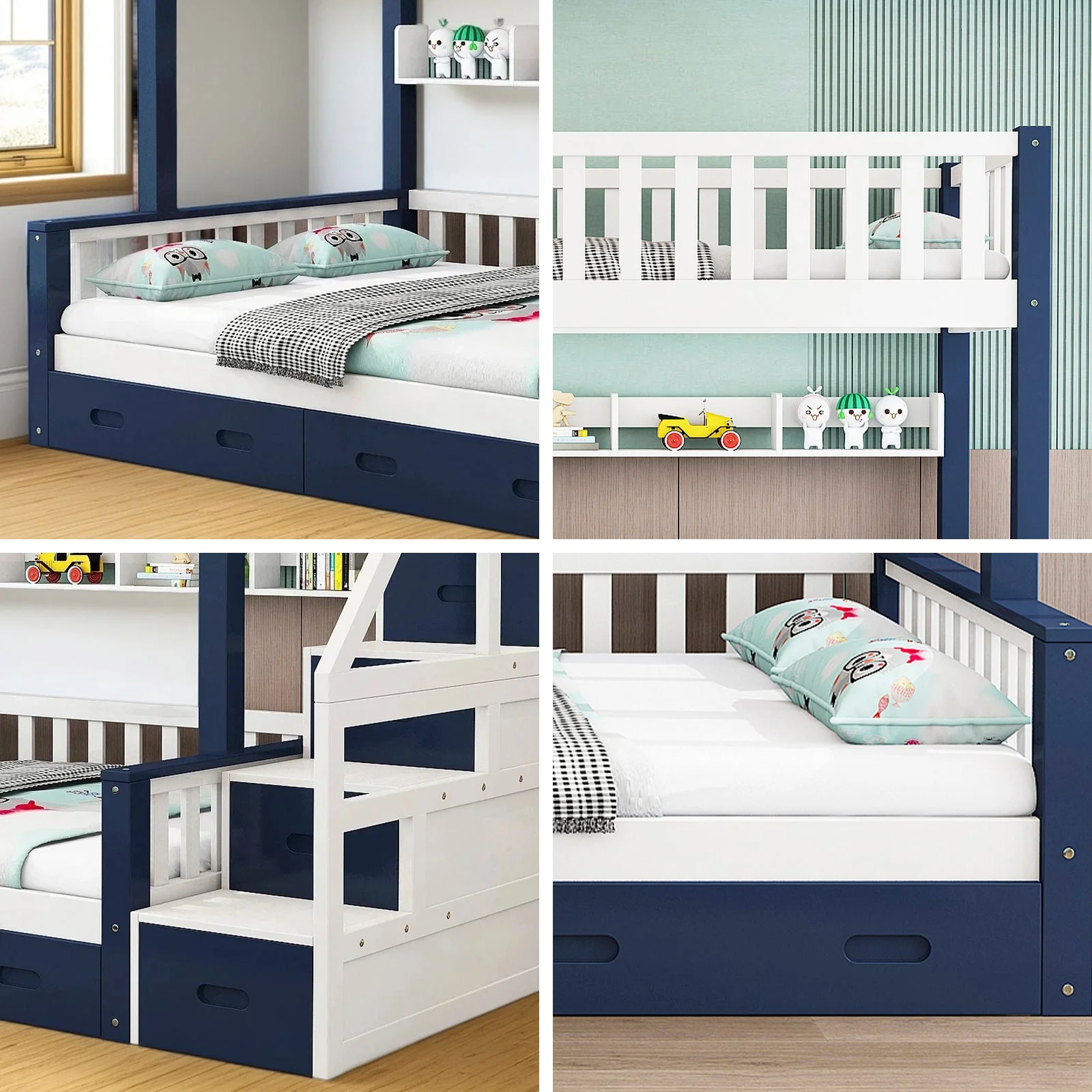 LIVARA ACSF01 Bunk Bed Frame Solid Pine Timber Safety Rails Big Storage - Image 28