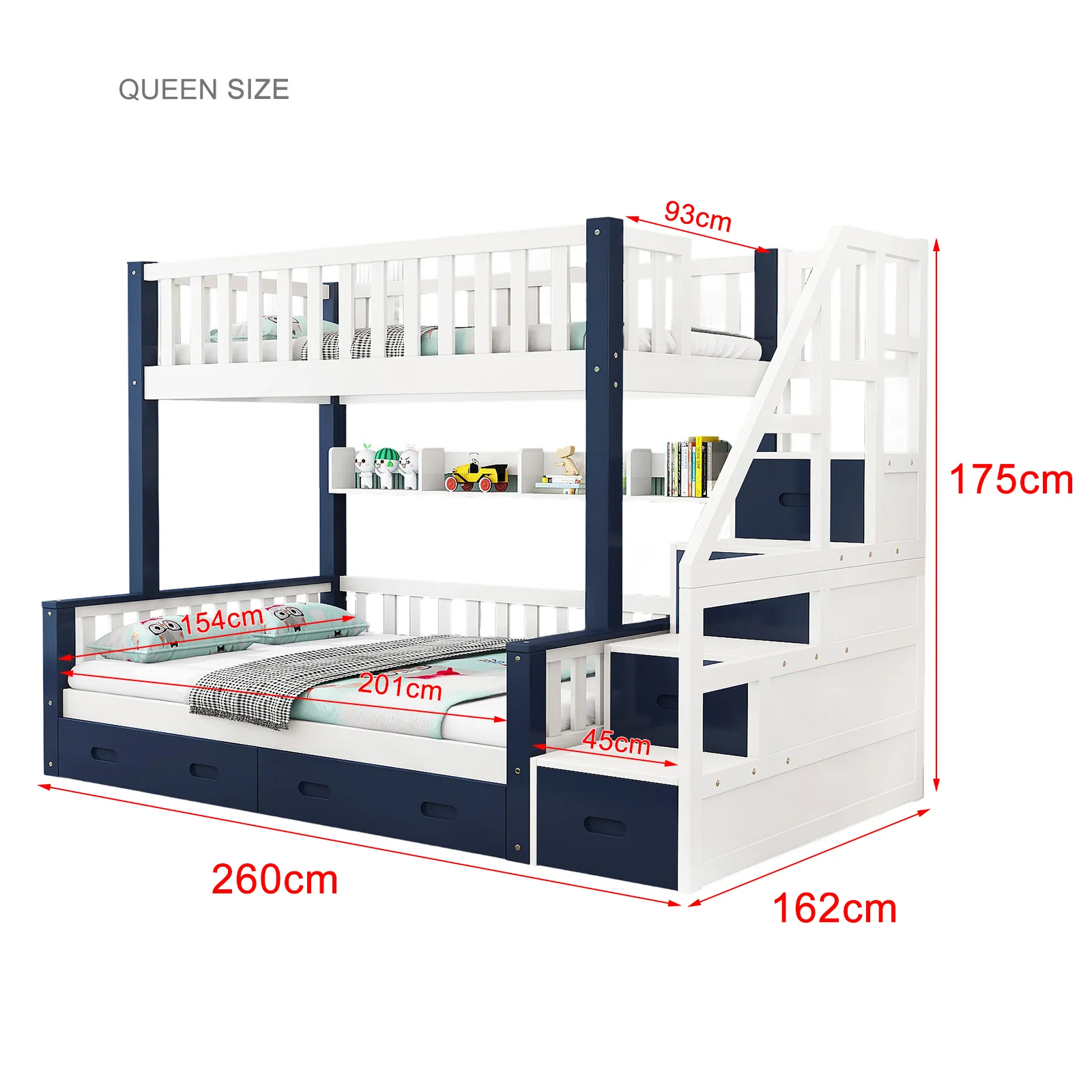 LIVARA ACSF01 Bunk Bed Frame Solid Pine Timber Safety Rails Big Storage - Image 29