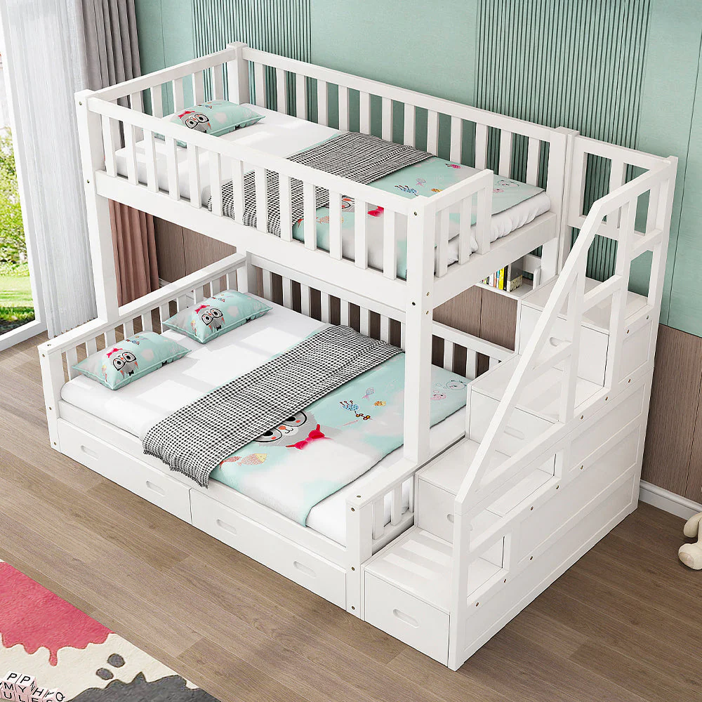 LIVARA ACSF01 Bunk Bed Frame Solid Pine Timber Safety Rails Big Storage - Image 4