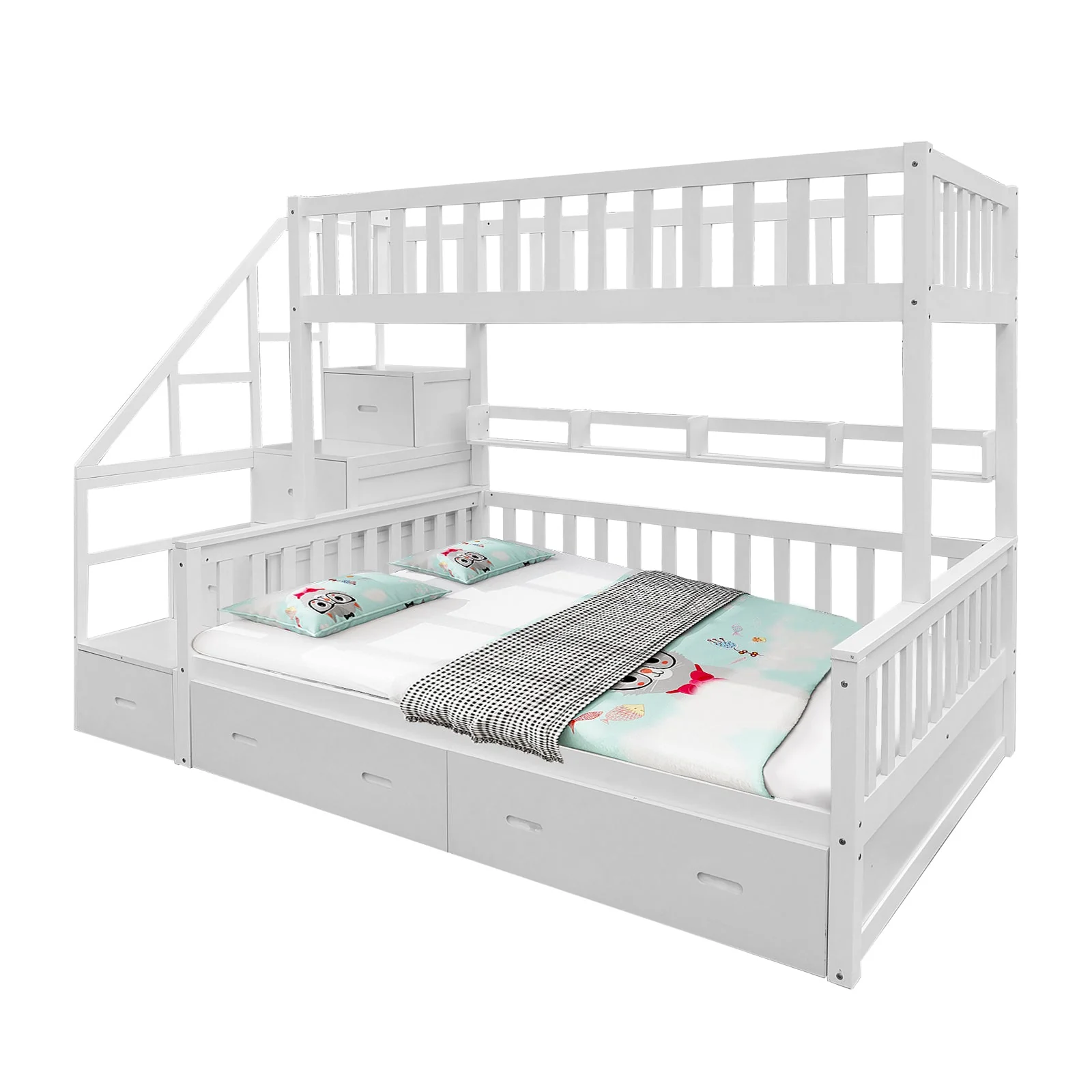 LIVARA ACSF01 Bunk Bed Frame Solid Pine Timber Safety Rails Big Storage - Image 5