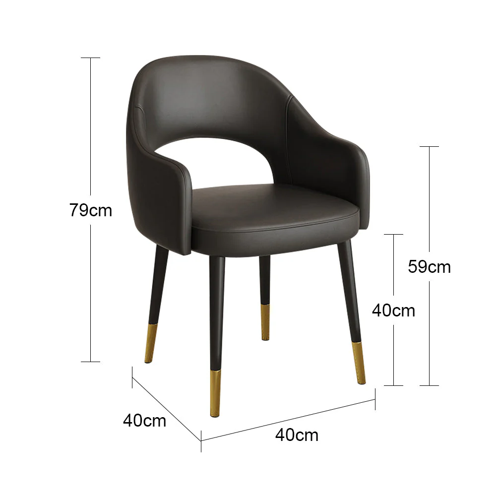 LIVARA Carbon Steel Frame Dining Chairs Set of 2 - PU Leather Upholstery, Sturdy Metal Legs, Modern Design - Image 9