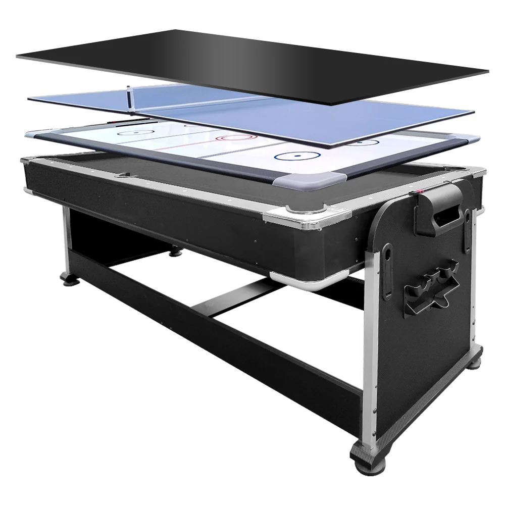 VERSA 7FT 4-In-1 Convertible Air Hockey/ Pool Billiards/ Dining Table / Table Tennis Table Blue/ Black Felt For Billiard Gaming Room Free Accessory - Image 15