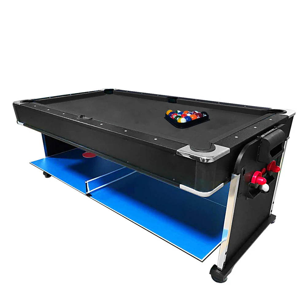 VERSA 7FT 4-In-1 Convertible Air Hockey/ Pool Billiards/ Dining Table / Table Tennis Table Blue/ Black Felt For Billiard Gaming Room Free Accessory - Image 16