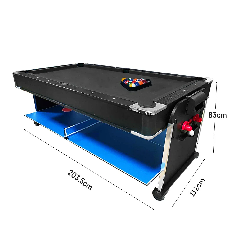 VERSA 7FT 4-In-1 Convertible Air Hockey/ Pool Billiards/ Dining Table / Table Tennis Table Blue/ Black Felt For Billiard Gaming Room Free Accessory - Image 24