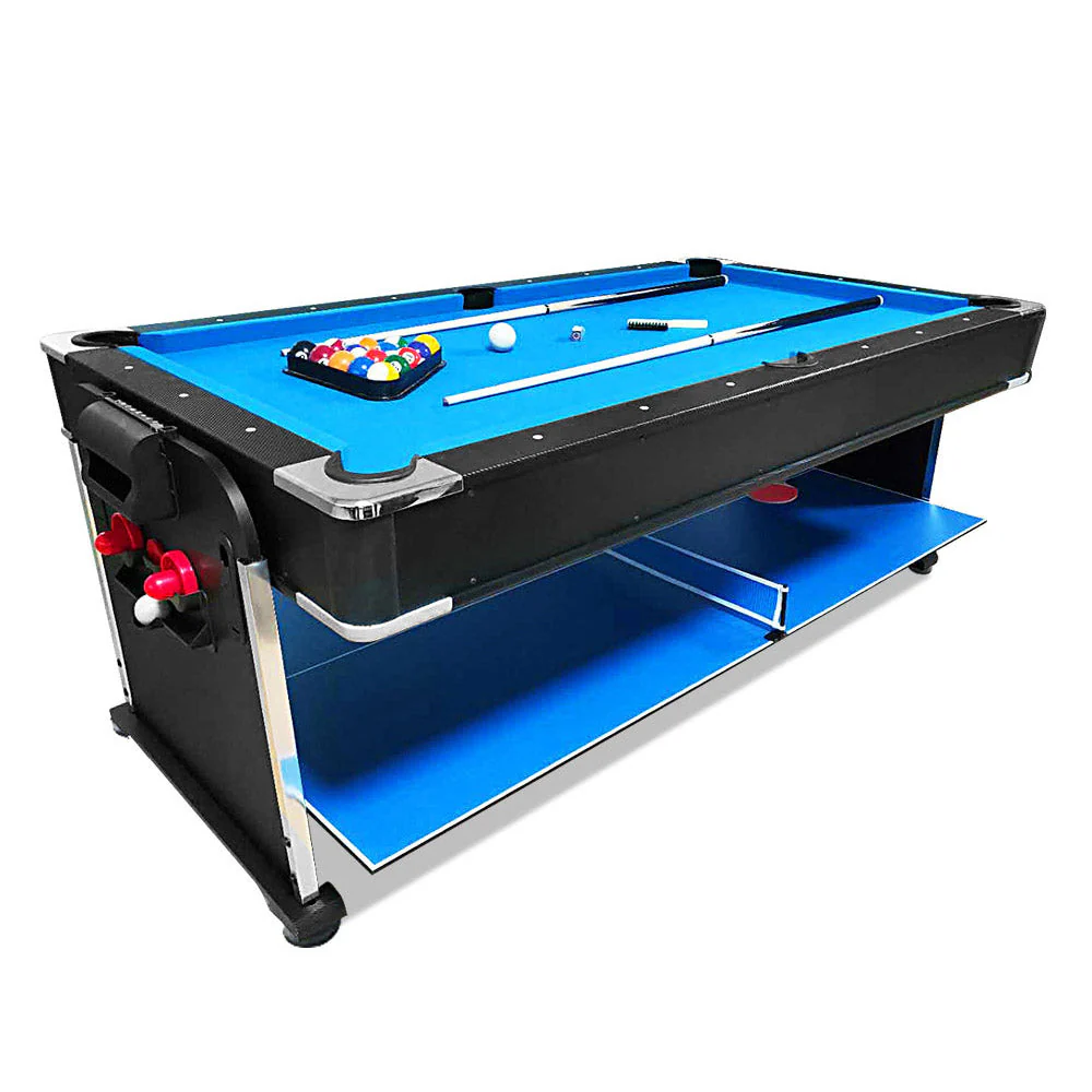 VERSA 7FT 4-In-1 Convertible Air Hockey/ Pool Billiards/ Dining Table / Table Tennis Table Blue/ Black Felt For Billiard Gaming Room Free Accessory - Image 5