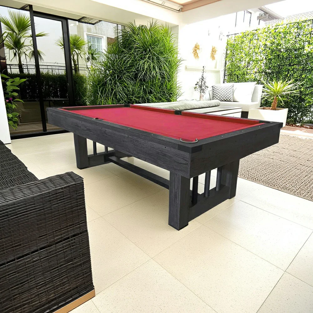 CUETIQ 7FT KD Pool Table, Half KD Construction, Precise Ball Rebound, Strong Support, Durable Design - Black&Wood - Image 4