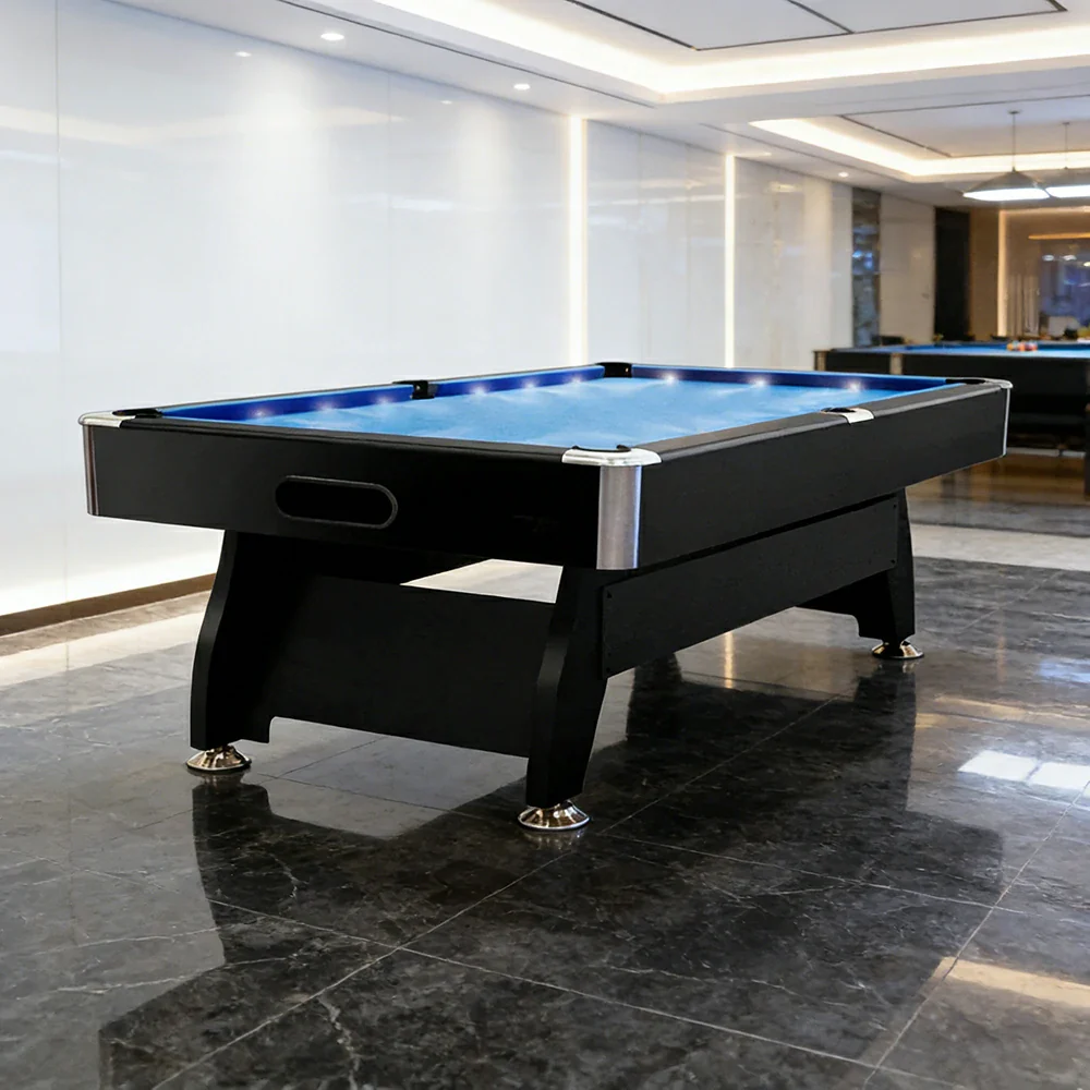 CUETIQ 9FT  LED Pool Table - Built-in LED Lighting Professional Play Home Game Set - Blue - Image 2