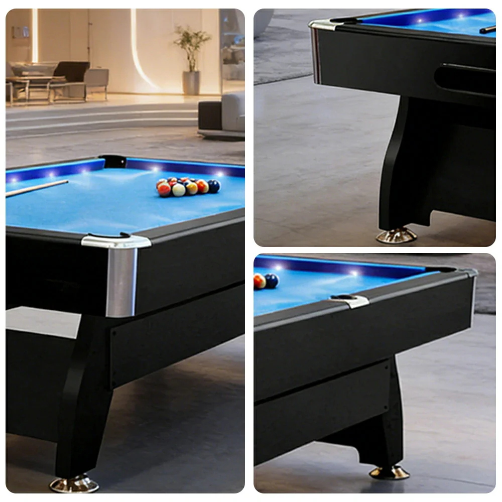 CUETIQ 9FT  LED Pool Table - Built-in LED Lighting Professional Play Home Game Set - Blue - Image 3