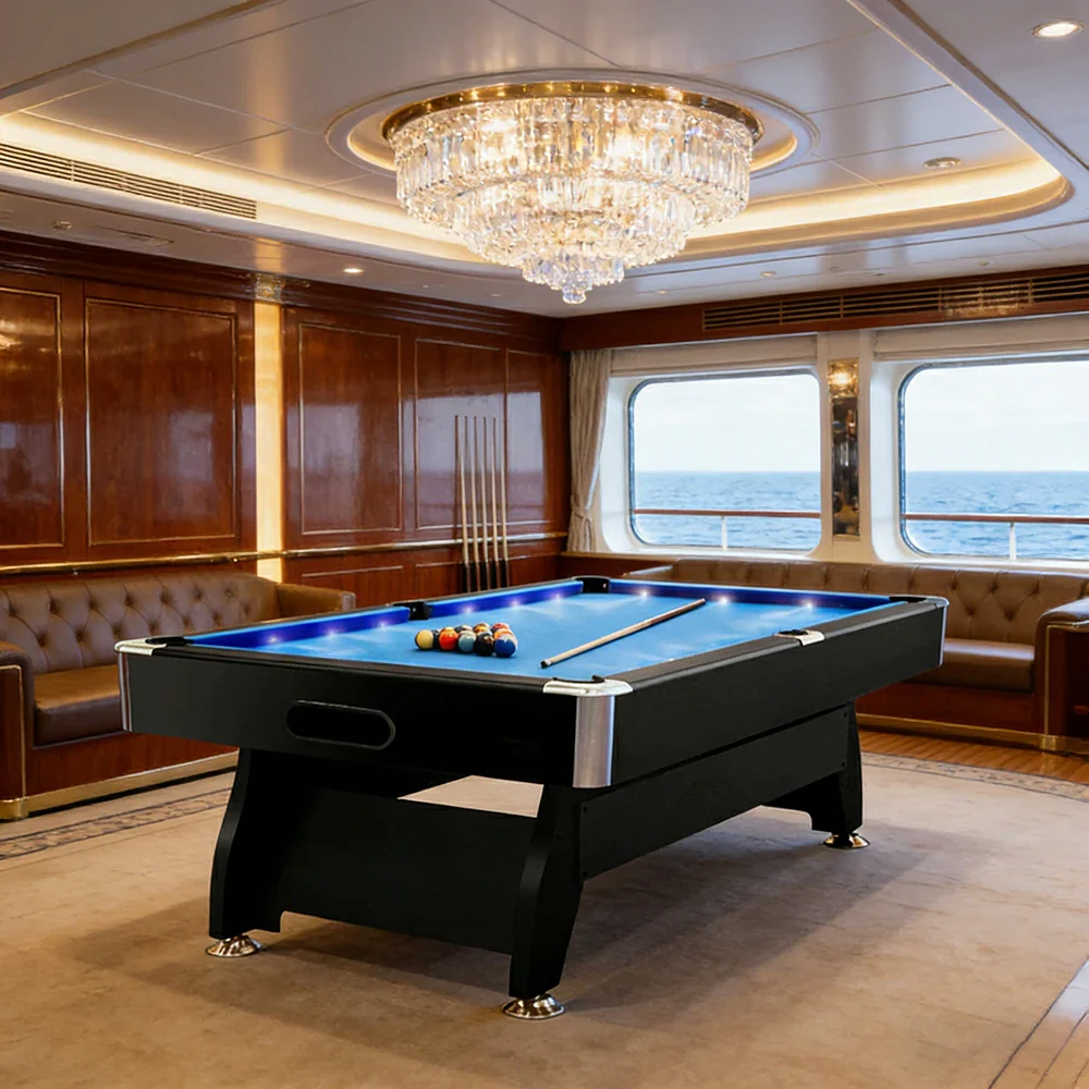 CUETIQ 9FT  LED Pool Table - Built-in LED Lighting Professional Play Home Game Set - Blue - Image 4