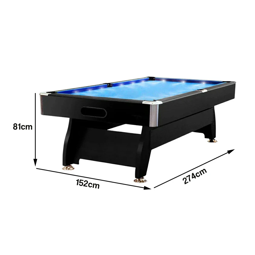 CUETIQ 9FT  LED Pool Table - Built-in LED Lighting Professional Play Home Game Set - Blue - Image 5