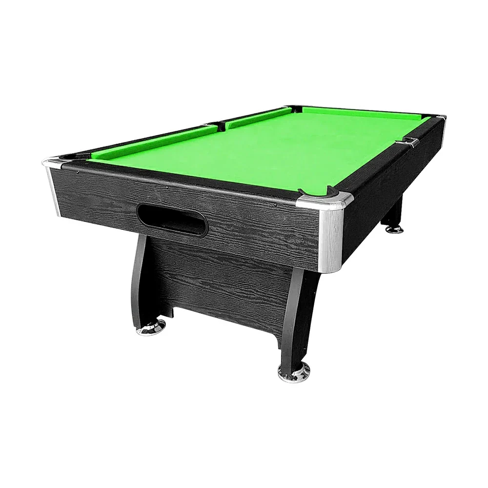 CUETIQ 9FT MDF Pool Snooker Billiard Table - Modern Luxury Design with Ball Return System, Adjustable Leg Levellers, Full Accessories Included - Black Frame Green Felt
