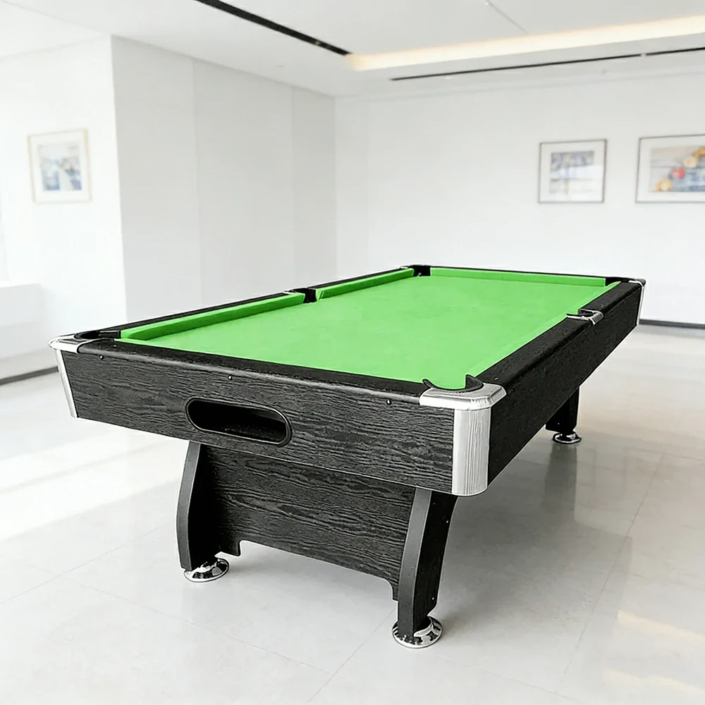 CUETIQ 9FT MDF Pool Snooker Billiard Table - Modern Luxury Design with Ball Return System, Adjustable Leg Levellers, Full Accessories Included - Black Frame Green Felt - Image 2