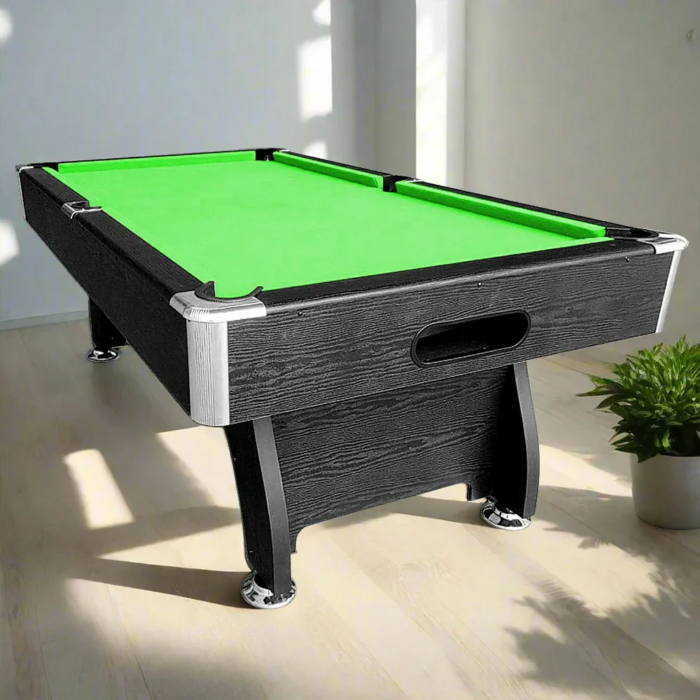 CUETIQ 9FT MDF Pool Snooker Billiard Table - Modern Luxury Design with Ball Return System, Adjustable Leg Levellers, Full Accessories Included - Black Frame Green Felt - Image 4