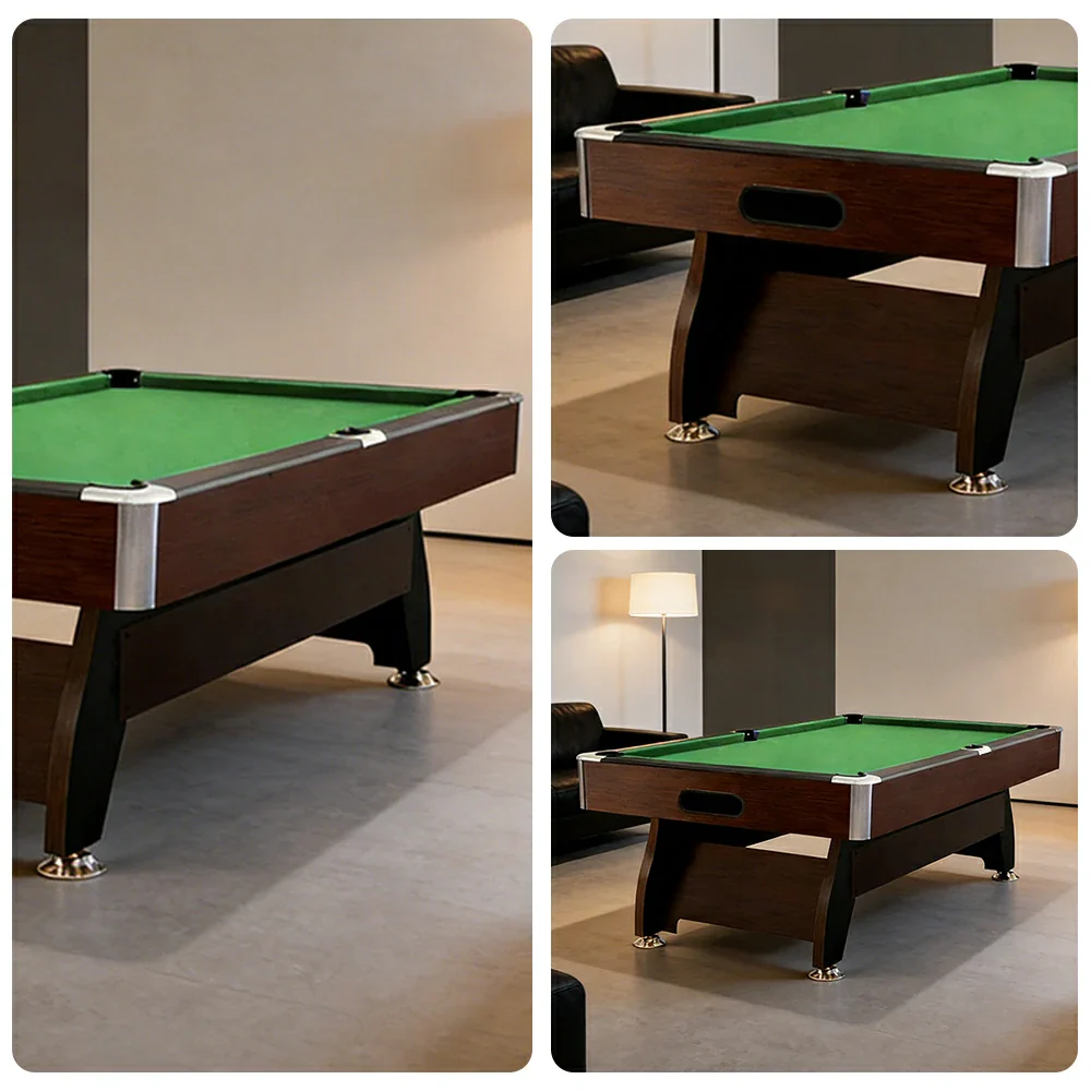 CUETIQ 9FT MDF Pool Snooker Billiard Table with Accessories Pack - Ball Return System, Adjustable Leg Levellers - Walnut Frame Green Felt - Image 3