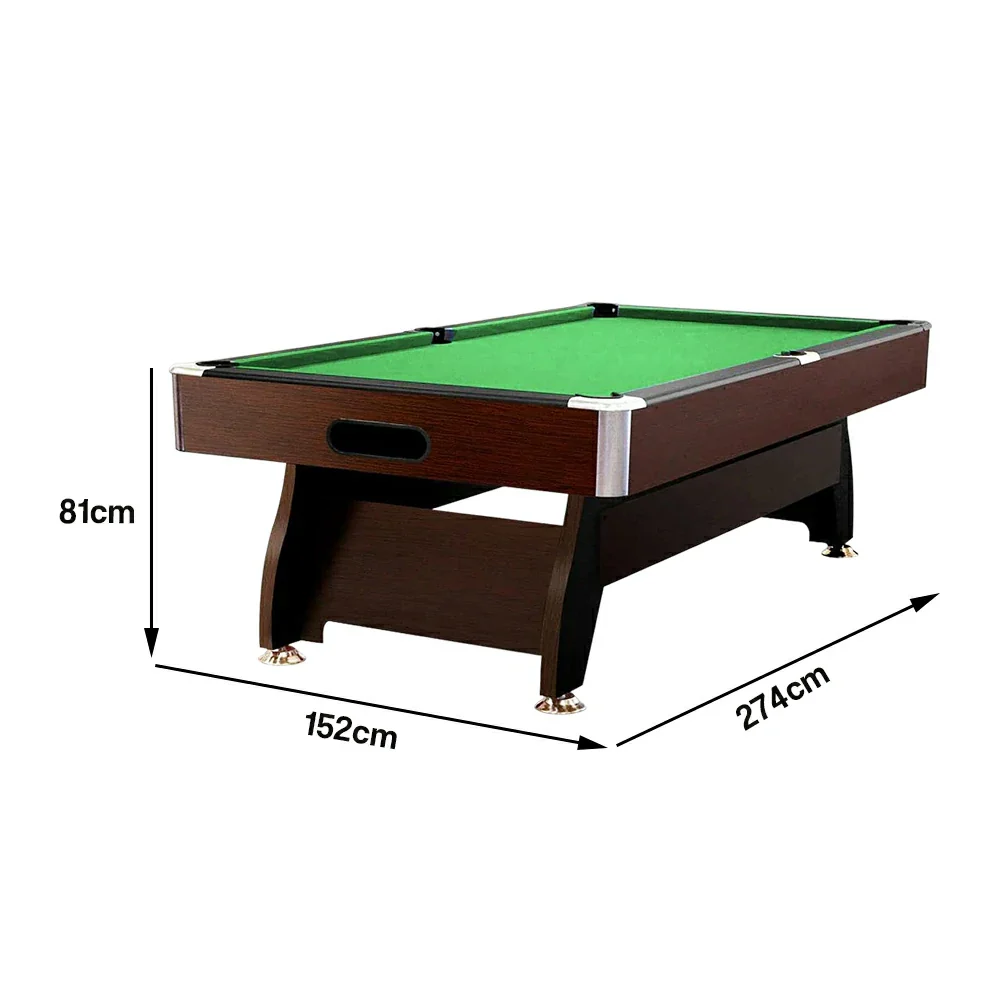 CUETIQ 9FT MDF Pool Snooker Billiard Table with Accessories Pack - Ball Return System, Adjustable Leg Levellers - Walnut Frame Green Felt - Image 5