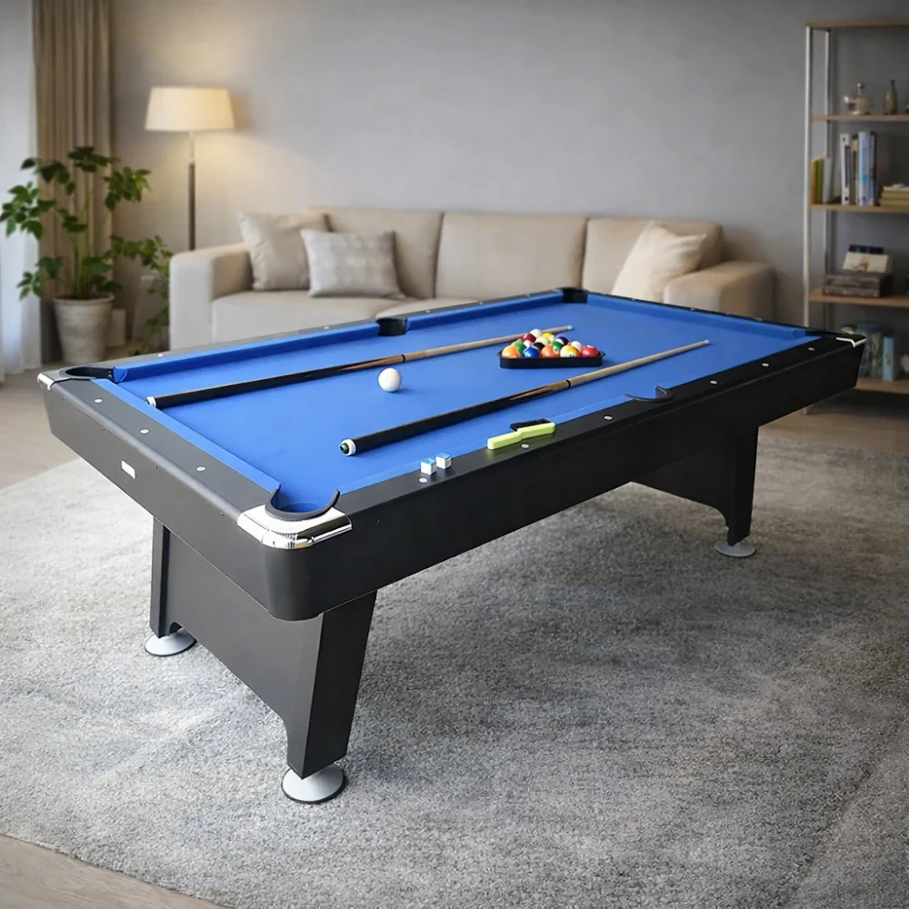 CUETIQ P033 7FT 3-in-1 Billiard Table - Pool Ping Pong Dining Combo, Heavy-Duty MDF, Modern Design - Blue Black - Image 4
