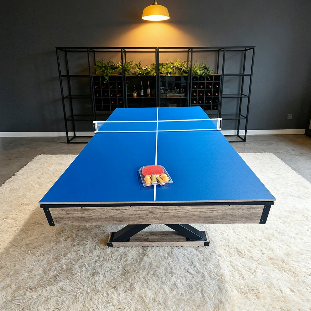 CUETIQ P046 7/8FT 3-in-1 Multi-Function Pool Table - Convertible to Ping Pong Table & Dining Table Top, MDF Construction - Black - Image 11