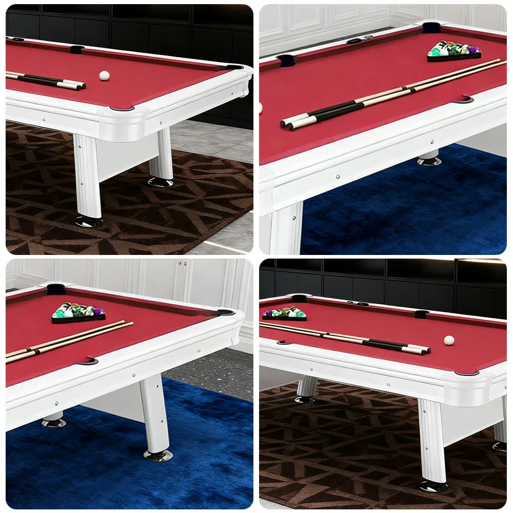 CUETIQ 8FT Outdoor Waterproof Pool Table - Carbon Steel Frame, Aluminium Rails, White Body, Free Accessories Package - Red - Image 3