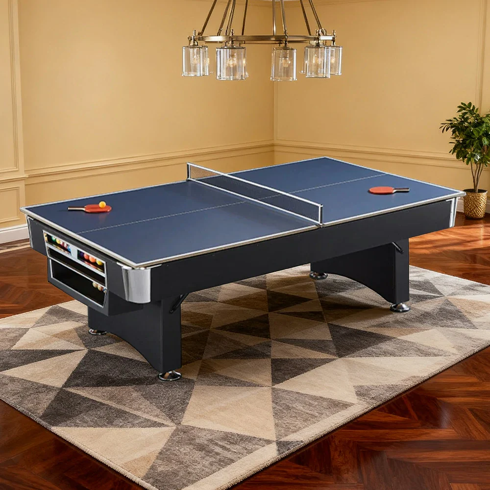 CUETIQ TE 3-IN-1 P038 7FT/8FT Foldable Green MDF Billiard Table with Free Accessories - Black - Image 11