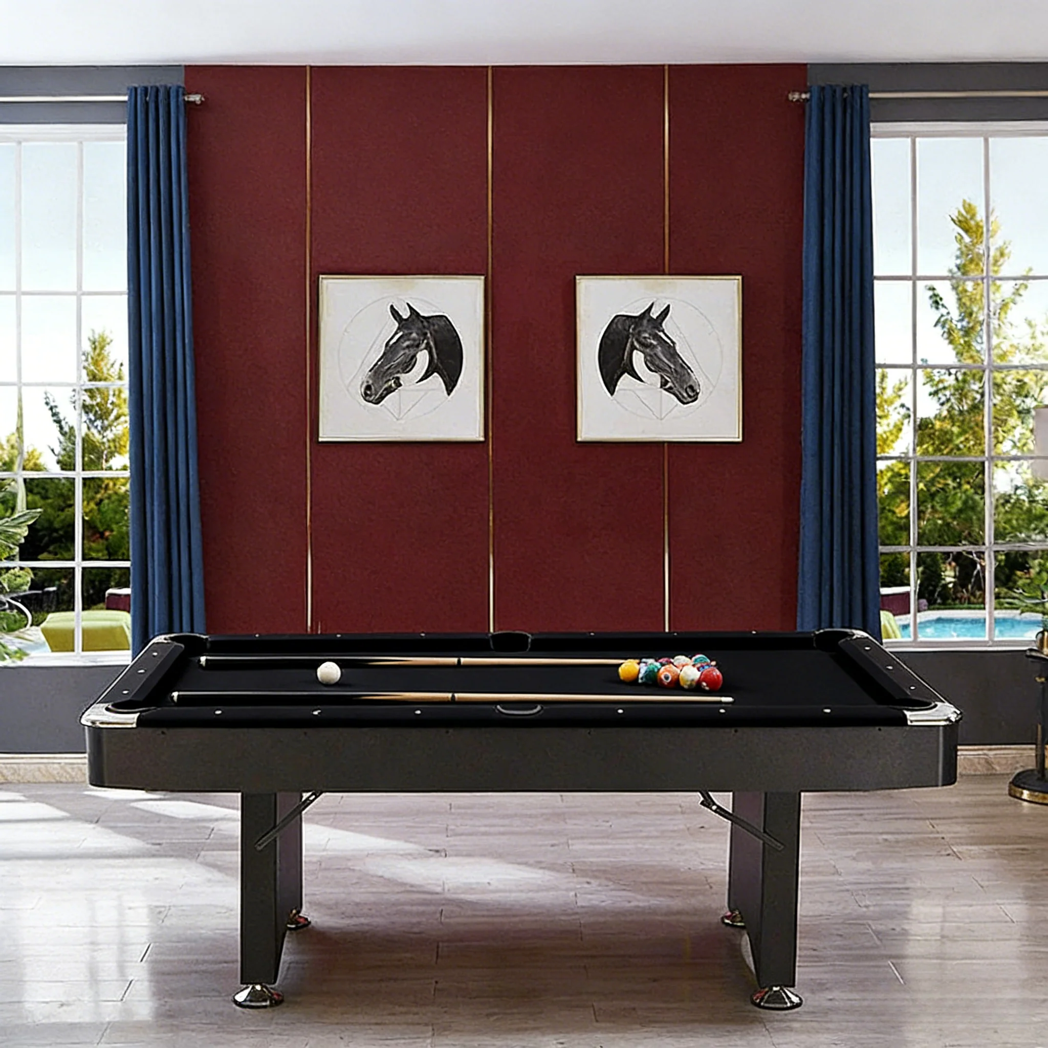 CUETIQ TE 3-IN-1 P038 7FT/8FT Foldable Green MDF Billiard Table with Free Accessories - Black - Image 5