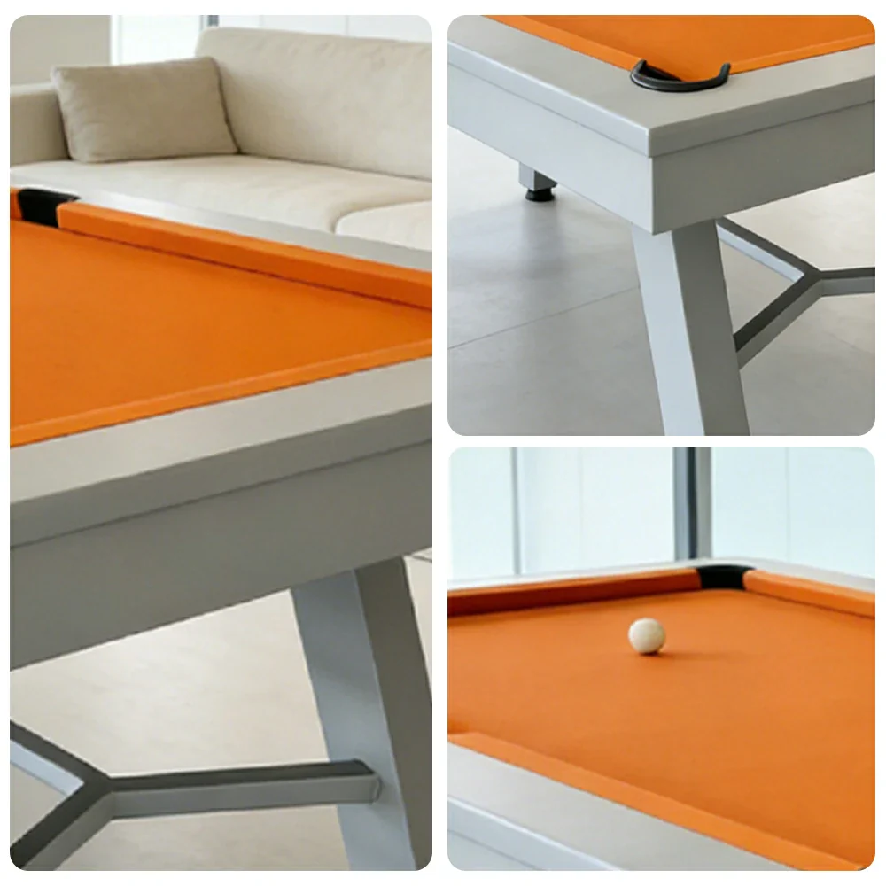 CUETIQ 7FT Outdoor Pool Table - Slanted Leg Design Metal Frame Waterproof Billiard Table for Backyard Patio Games - Grey & Orange - Image 3
