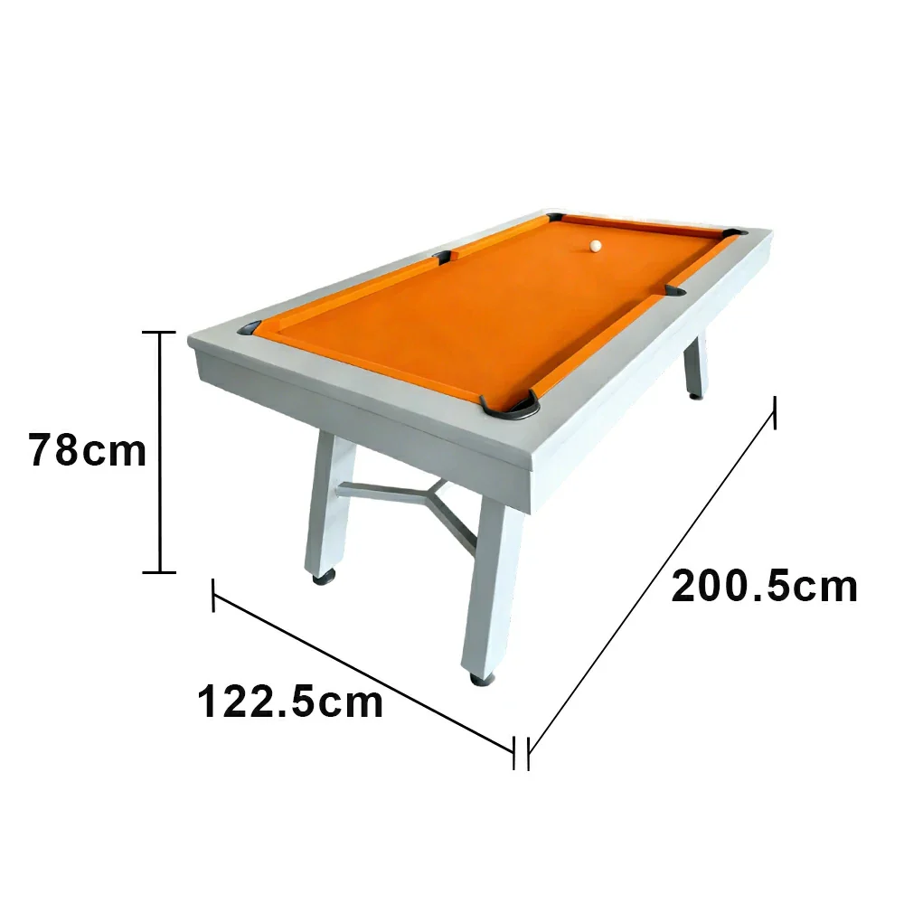 CUETIQ 7FT Outdoor Pool Table - Slanted Leg Design Metal Frame Waterproof Billiard Table for Backyard Patio Games - Grey & Orange - Image 5