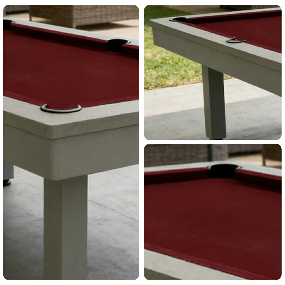 CUETIQ 7FT Outdoor Pool Table - Straight Leg Design Metal Frame Waterproof Billiard Table for Backyard Patio Games - Grey & Burgundy - Image 3