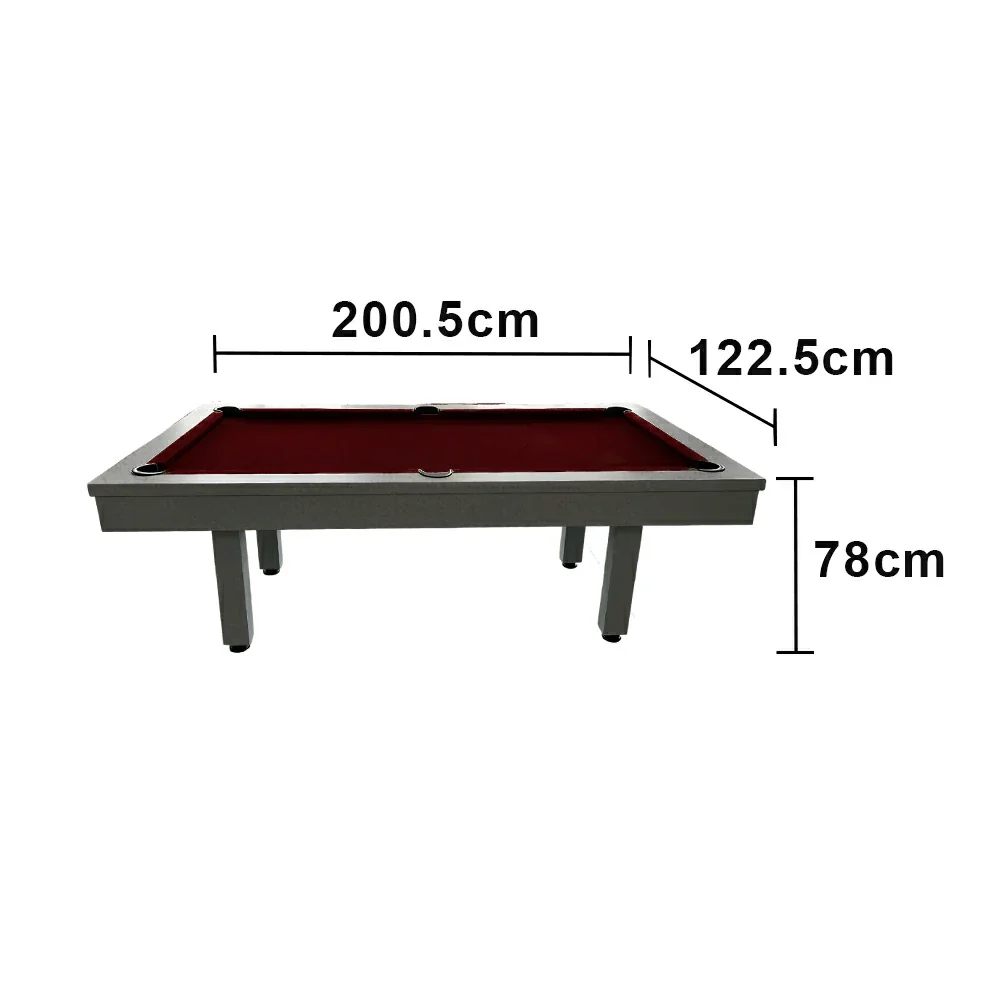 CUETIQ 7FT Outdoor Pool Table - Straight Leg Design Metal Frame Waterproof Billiard Table for Backyard Patio Games - Grey & Burgundy - Image 5