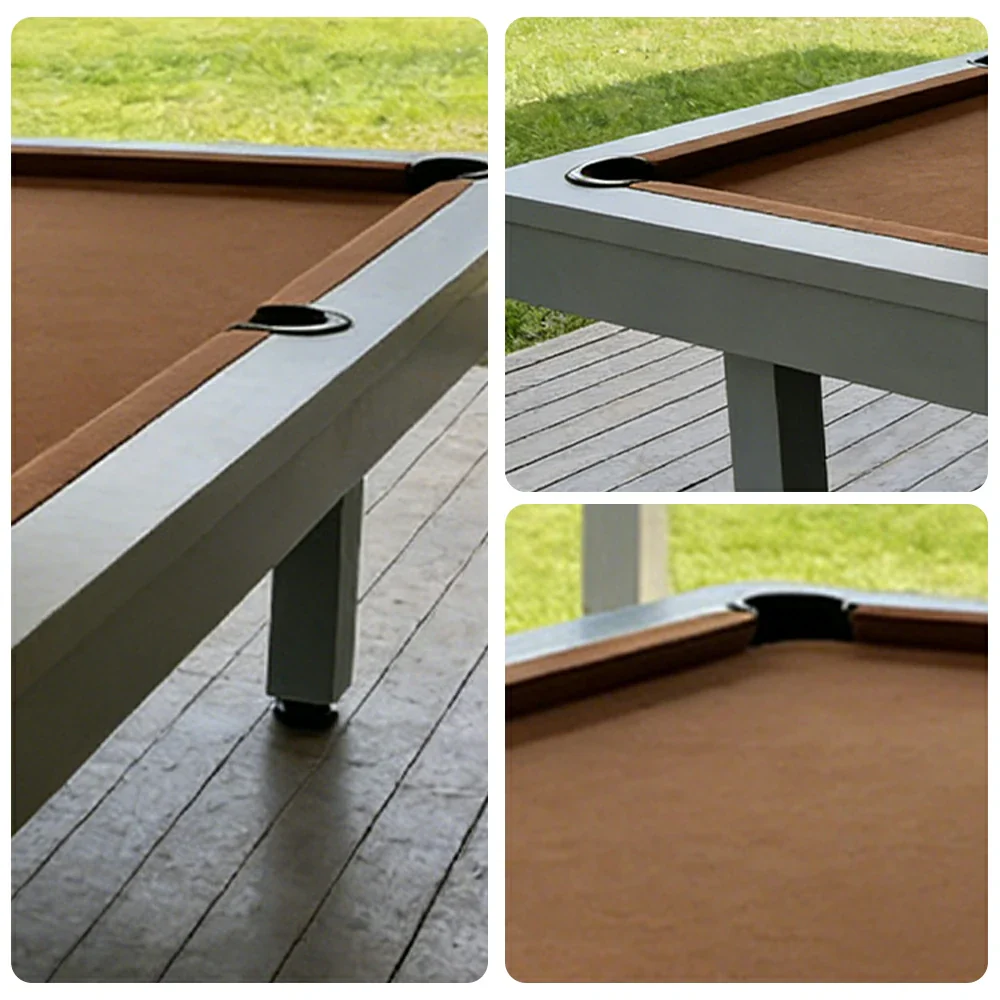 CUETIQ 7FT Outdoor Pool Table - Straight Leg Design Metal Frame Waterproof Billiard Table for Backyard Patio Games - Grey & Brown - Image 3